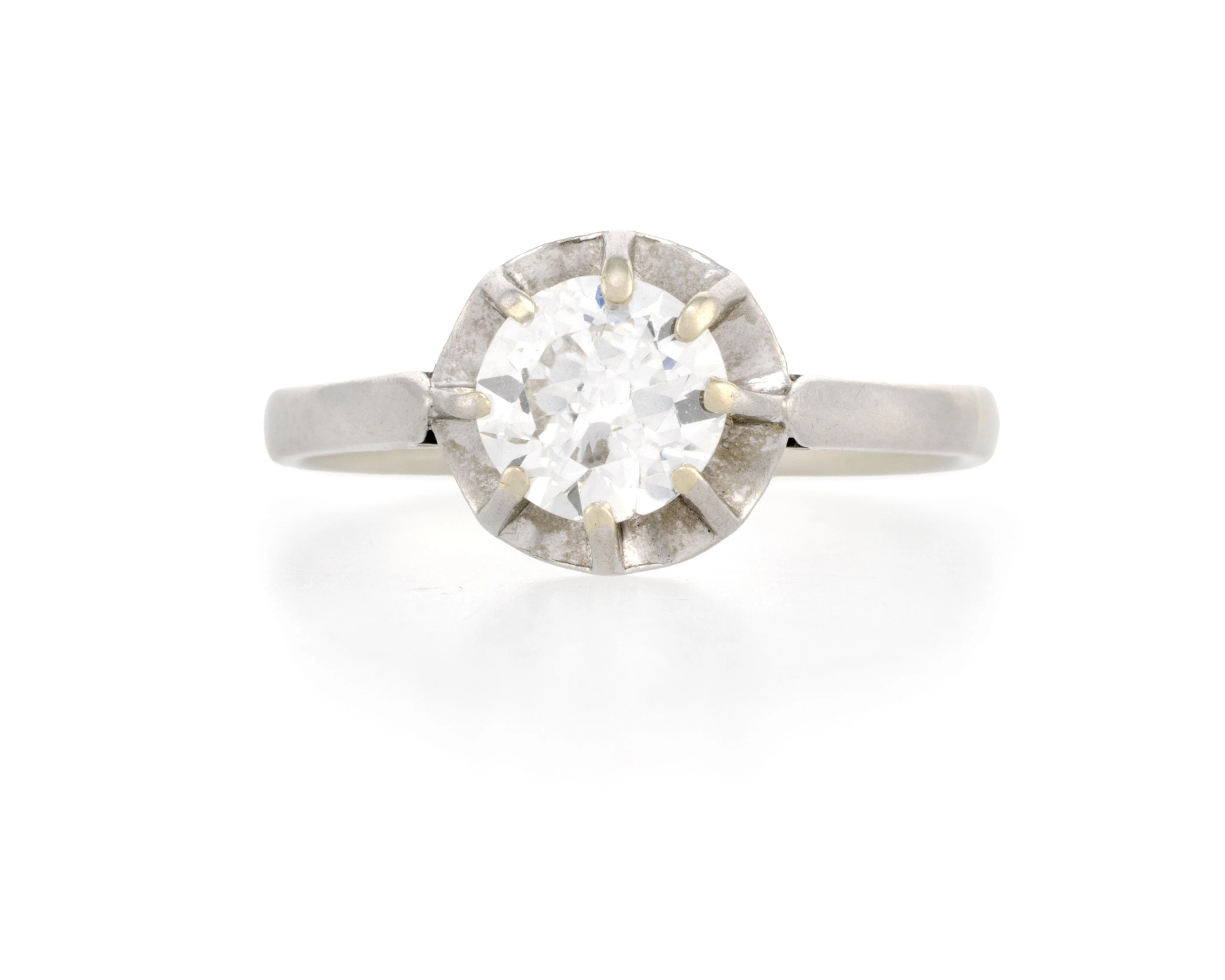 Solitaire or gris 750 serti d'un diamant taille brillant (env. 0.80