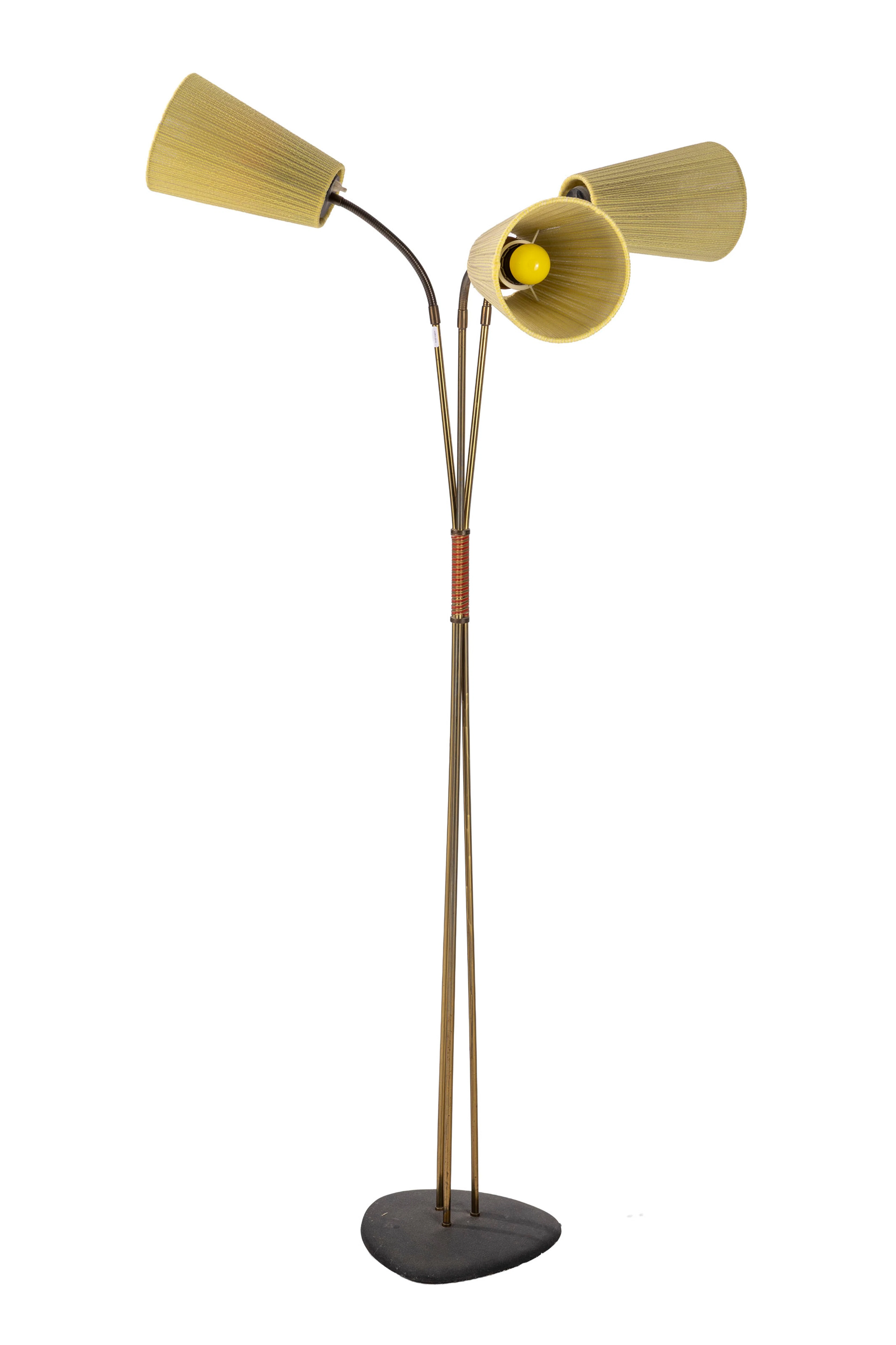Lampe dans le goût de Stilnovo, XXe s., trois fûts partiellement flexibles