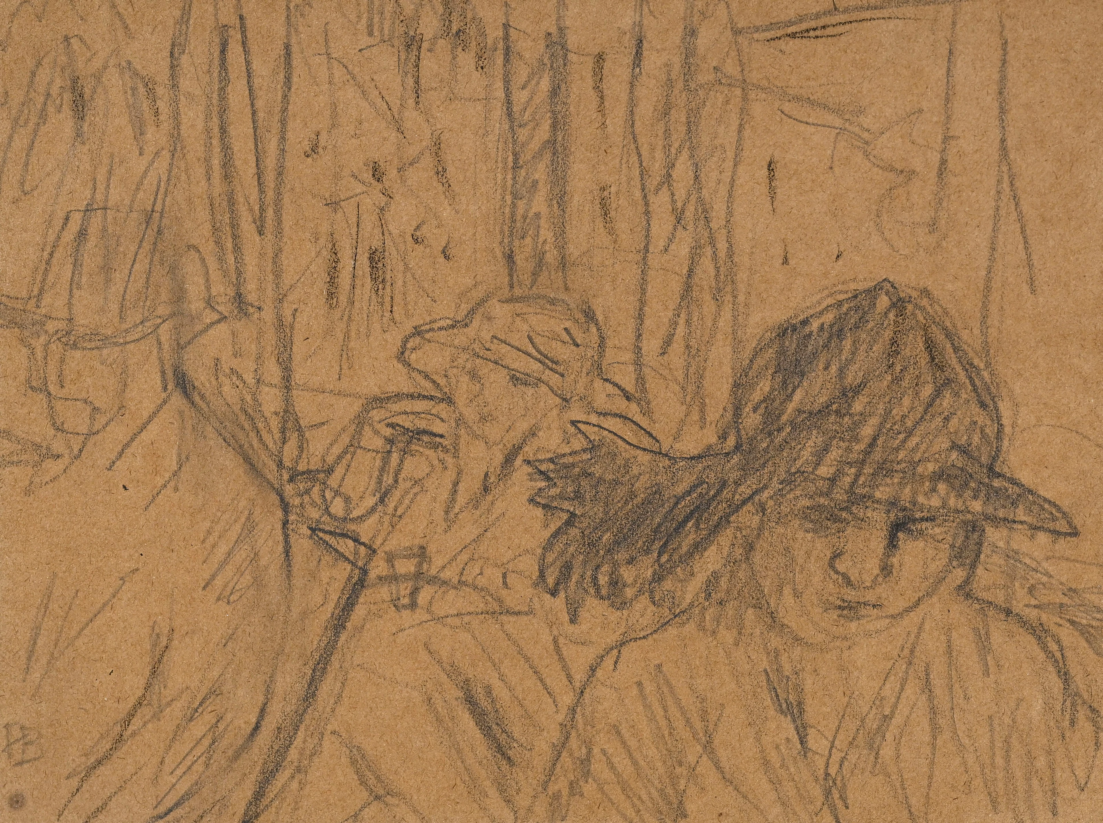 Pierre Bonnard (1867-1947), attribué à, "Au café", circa 1910, mine