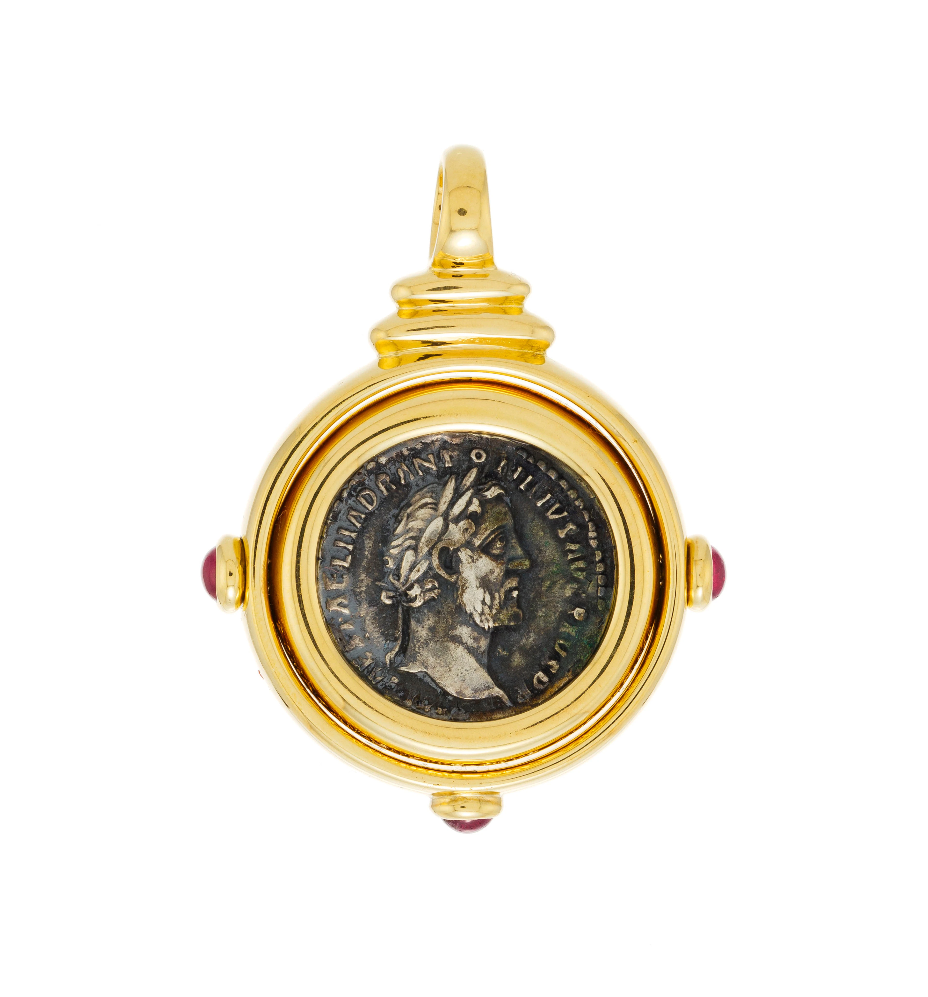 Bulgari, Monete, pendentif réversible en or 750 serti de 3 cabochons