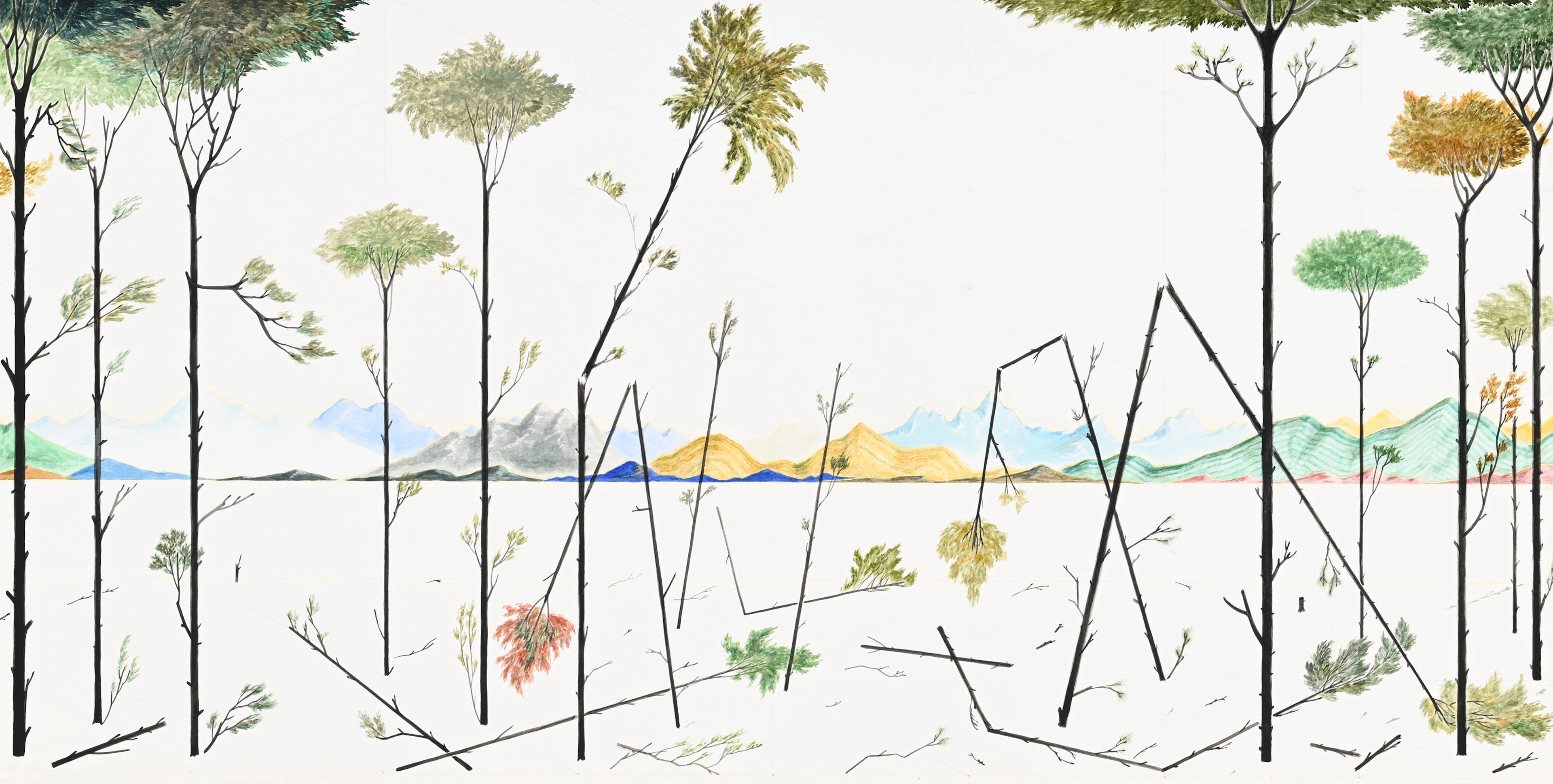 Eric Eriston Winarto (1980), Arbres après la tempête, aquarelle sur