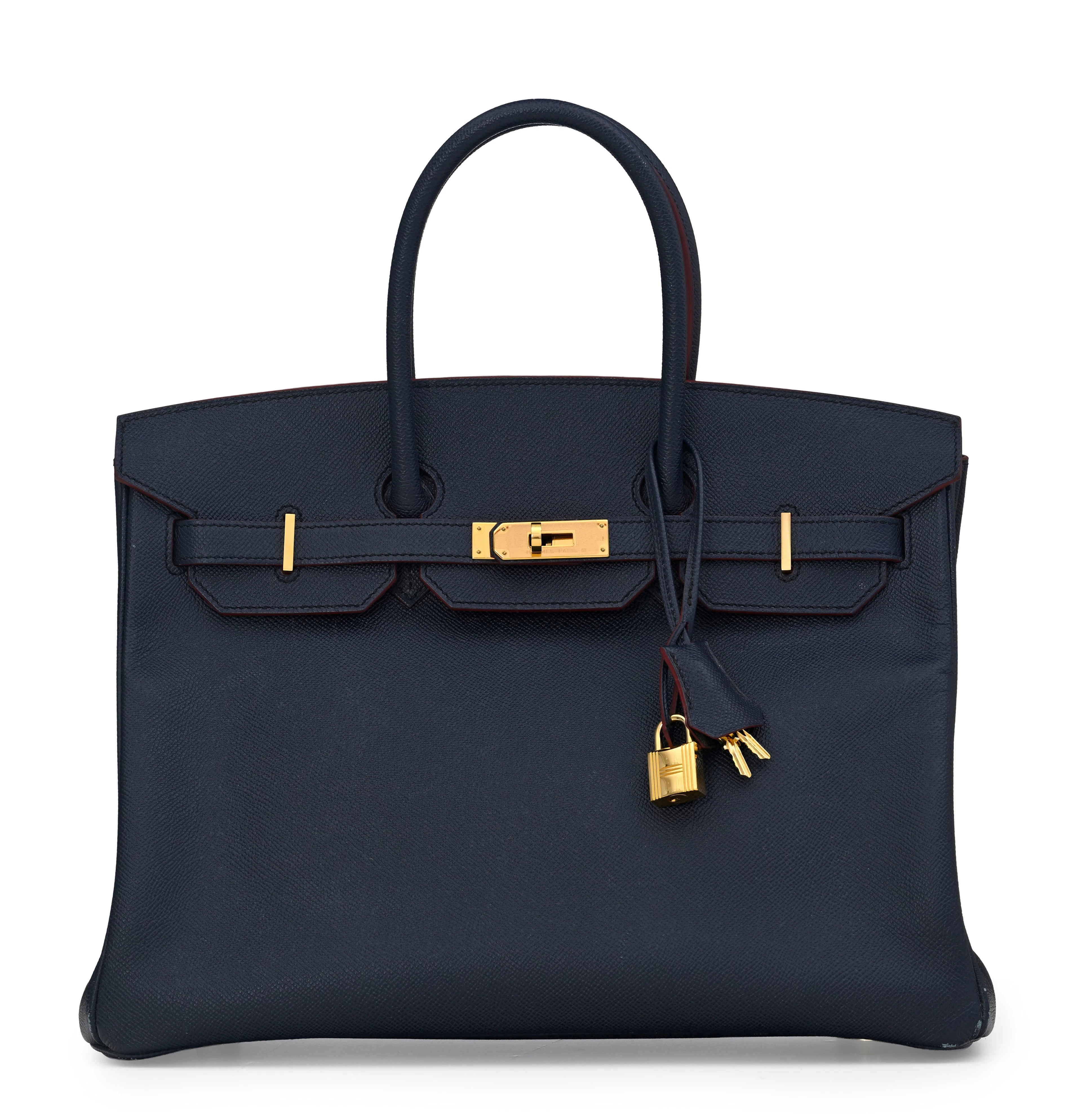 Hermès, sac Birkin 35 Contour en cuir Epsom bleu Indigo et finition