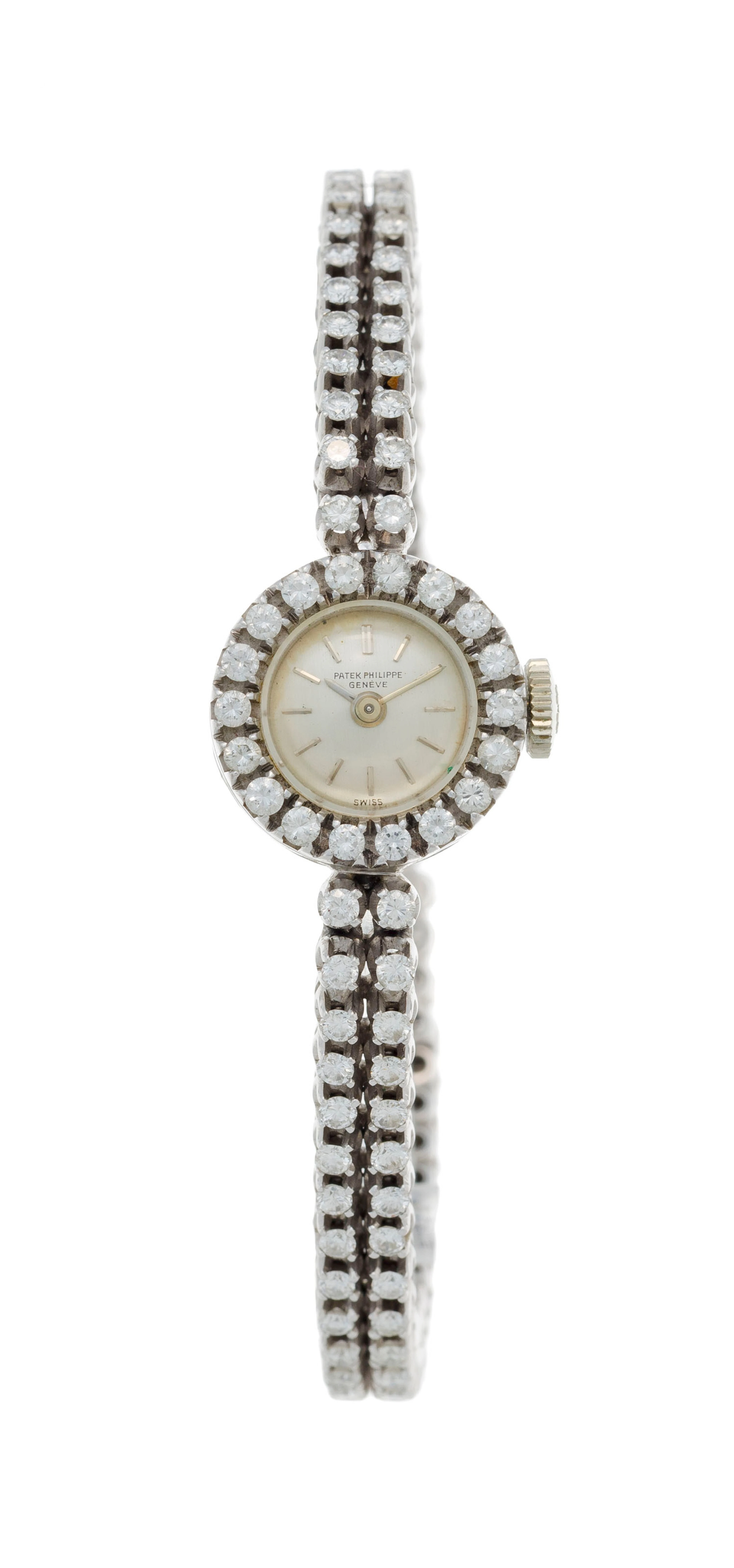 Patek Philippe, montre-bracelet en or gris 750 sertie de diamants
