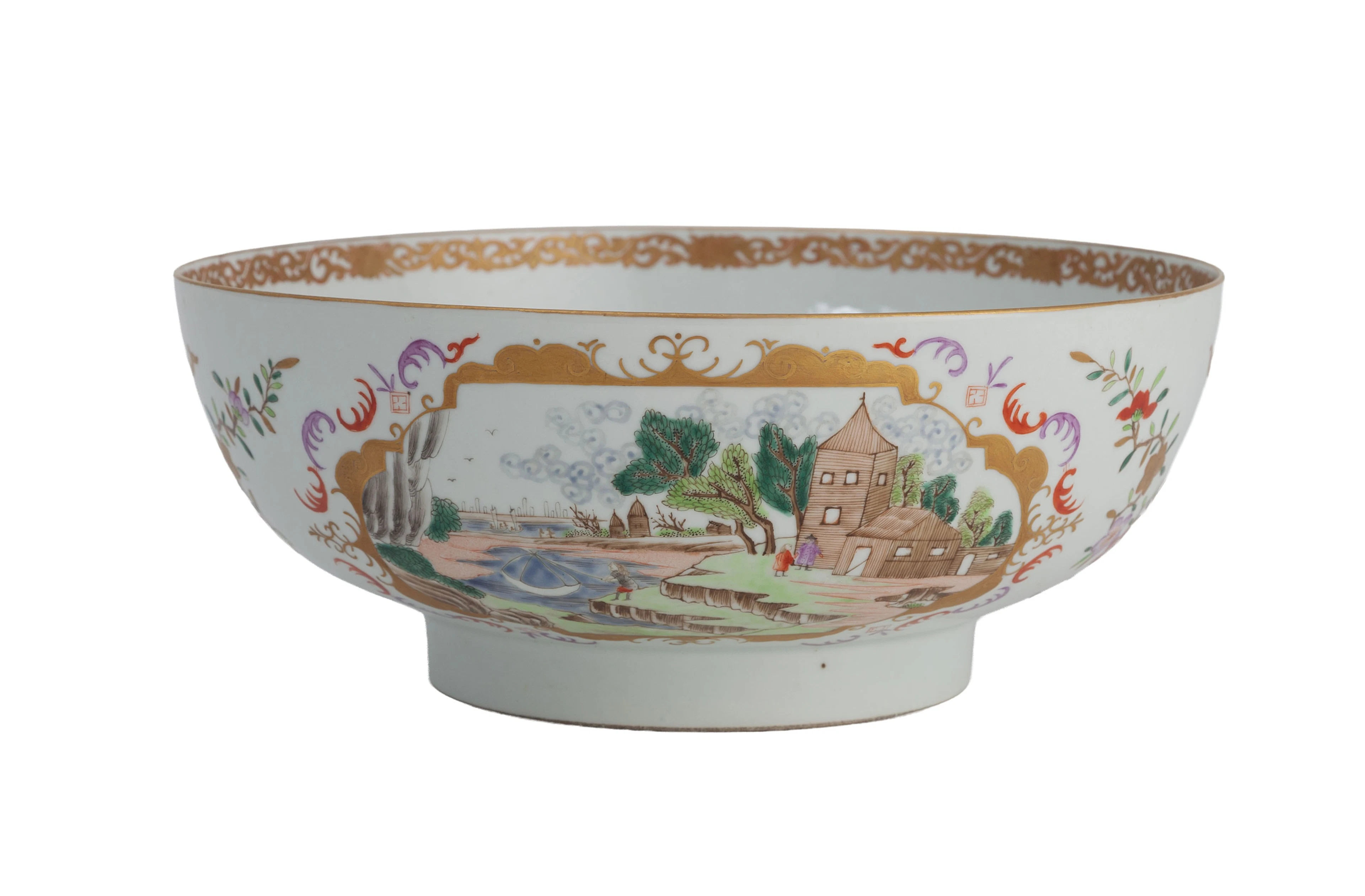 Bol à punch en porcelaine, Chine, XVIIIe s., décor de style Meissen