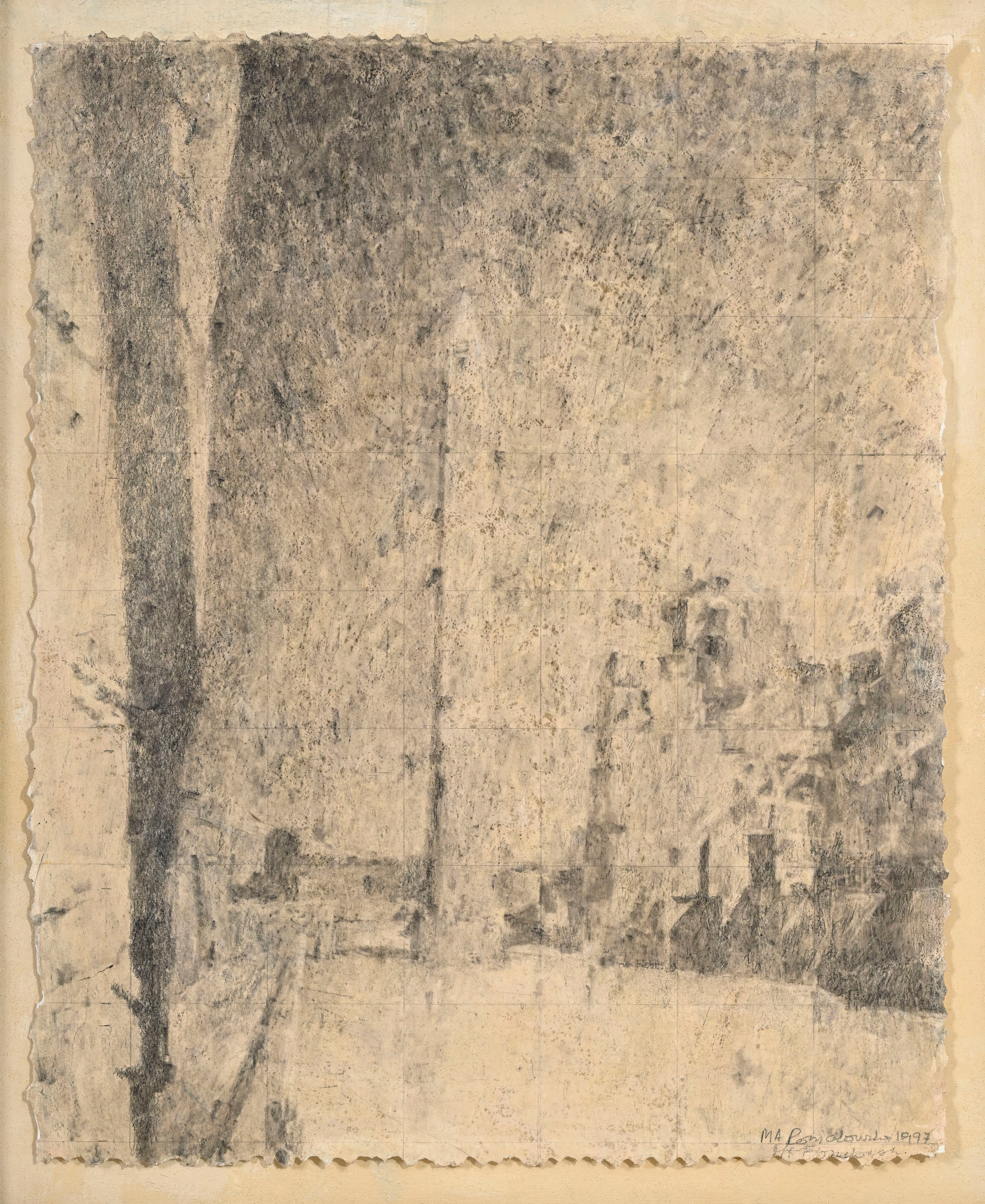 Marie-Anne Poniatowska (1931-2025), "Ruine", 1997, crayon et estompe