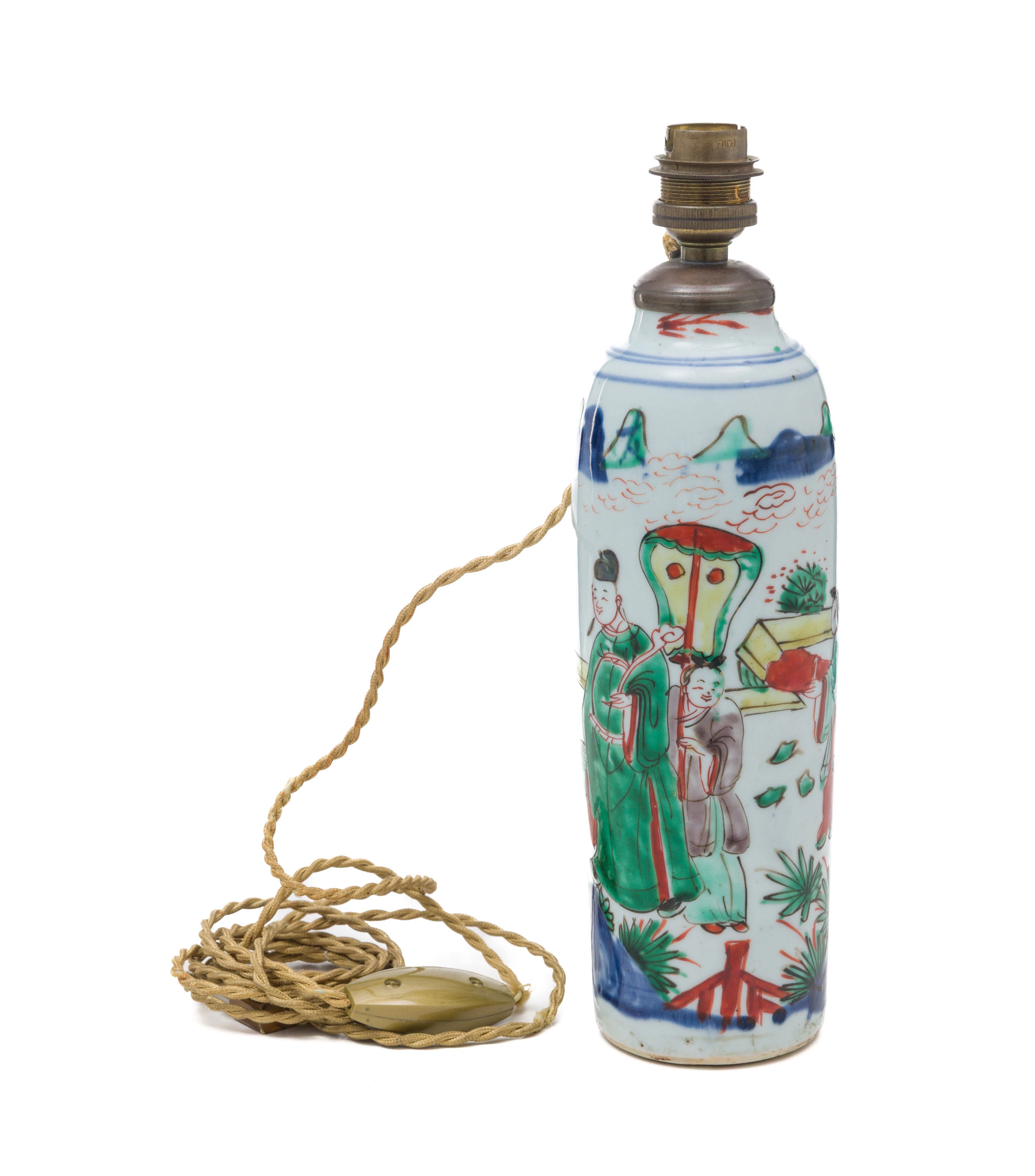 Vase en porcelaine à glaçure wucai, monté en lampe, Chine, époque