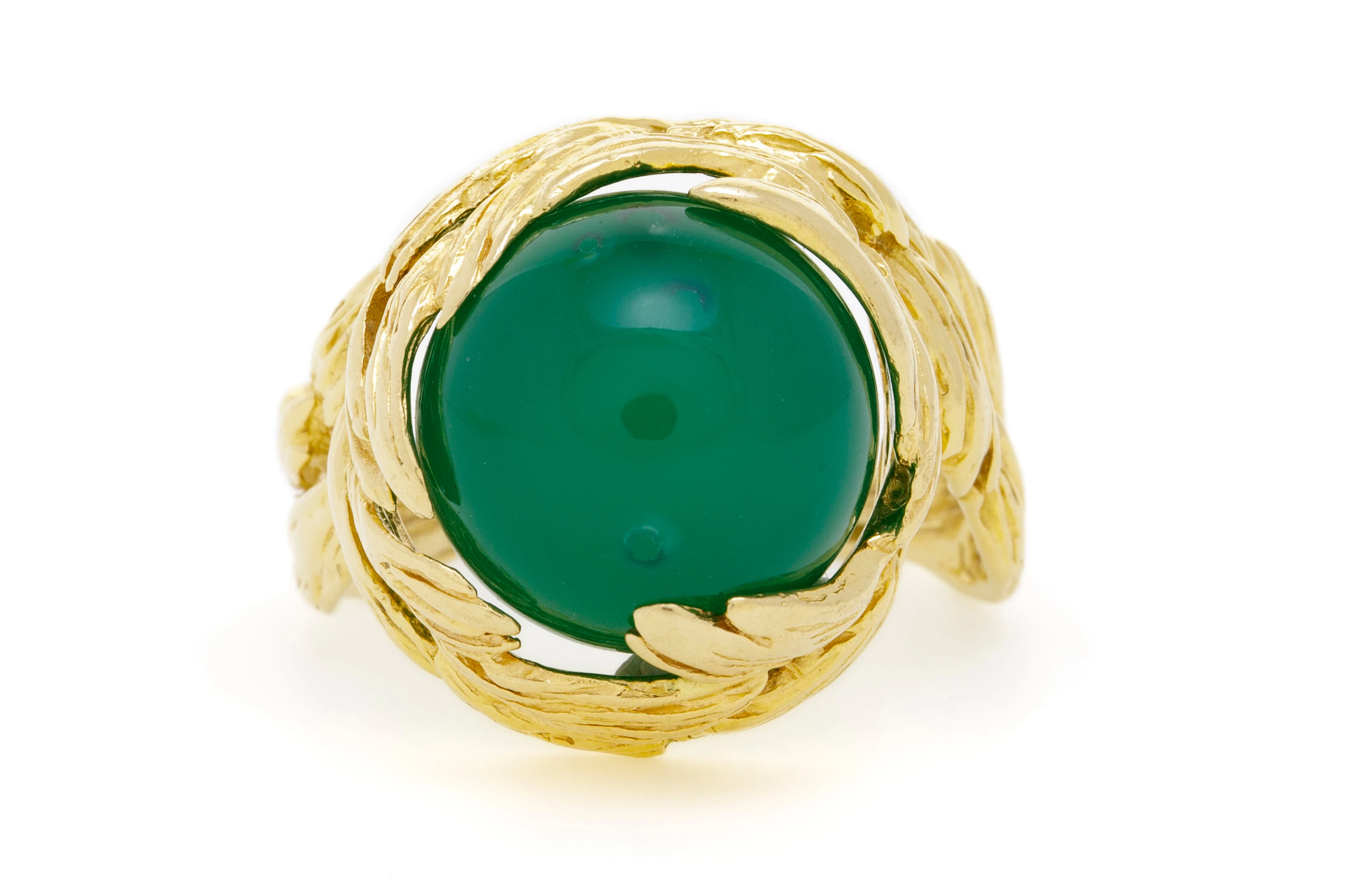 Gilbert Albert, bague or 750 à motif végétalet ses 14 billes interchangeables