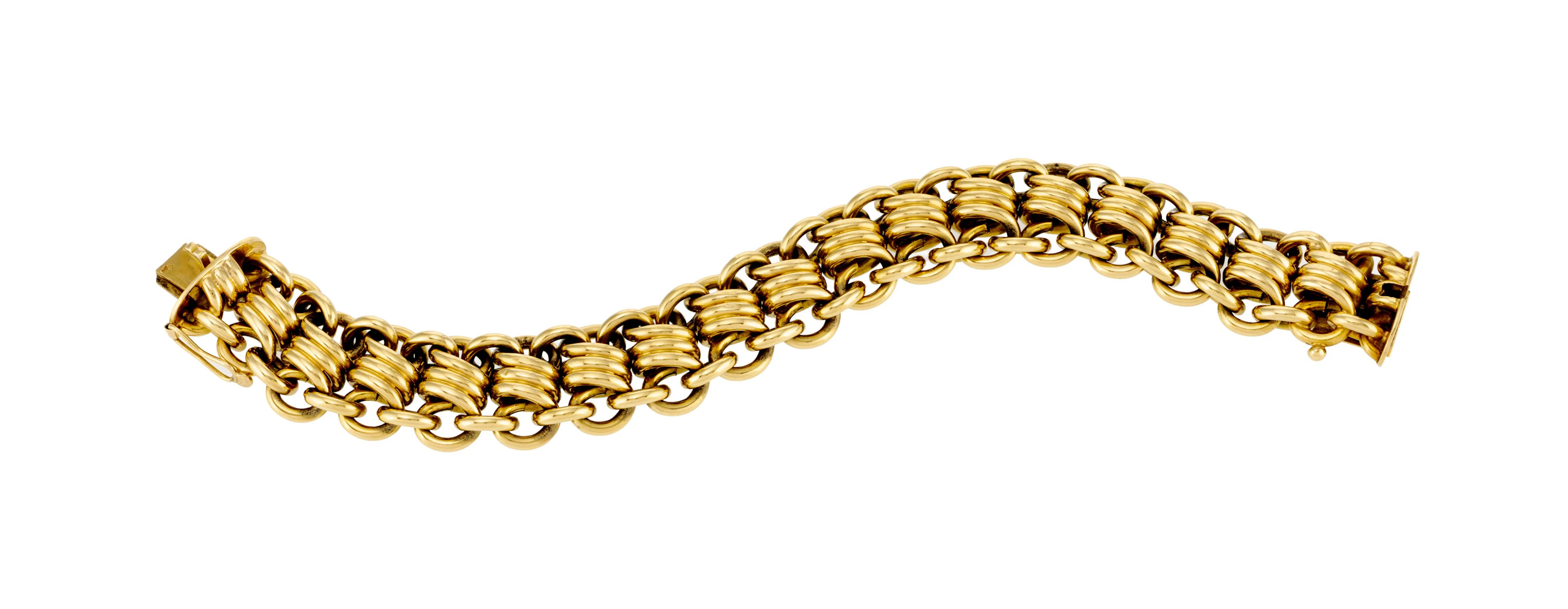 Cartier, bracelet années 1940-50 or 750 composé d'une succession de