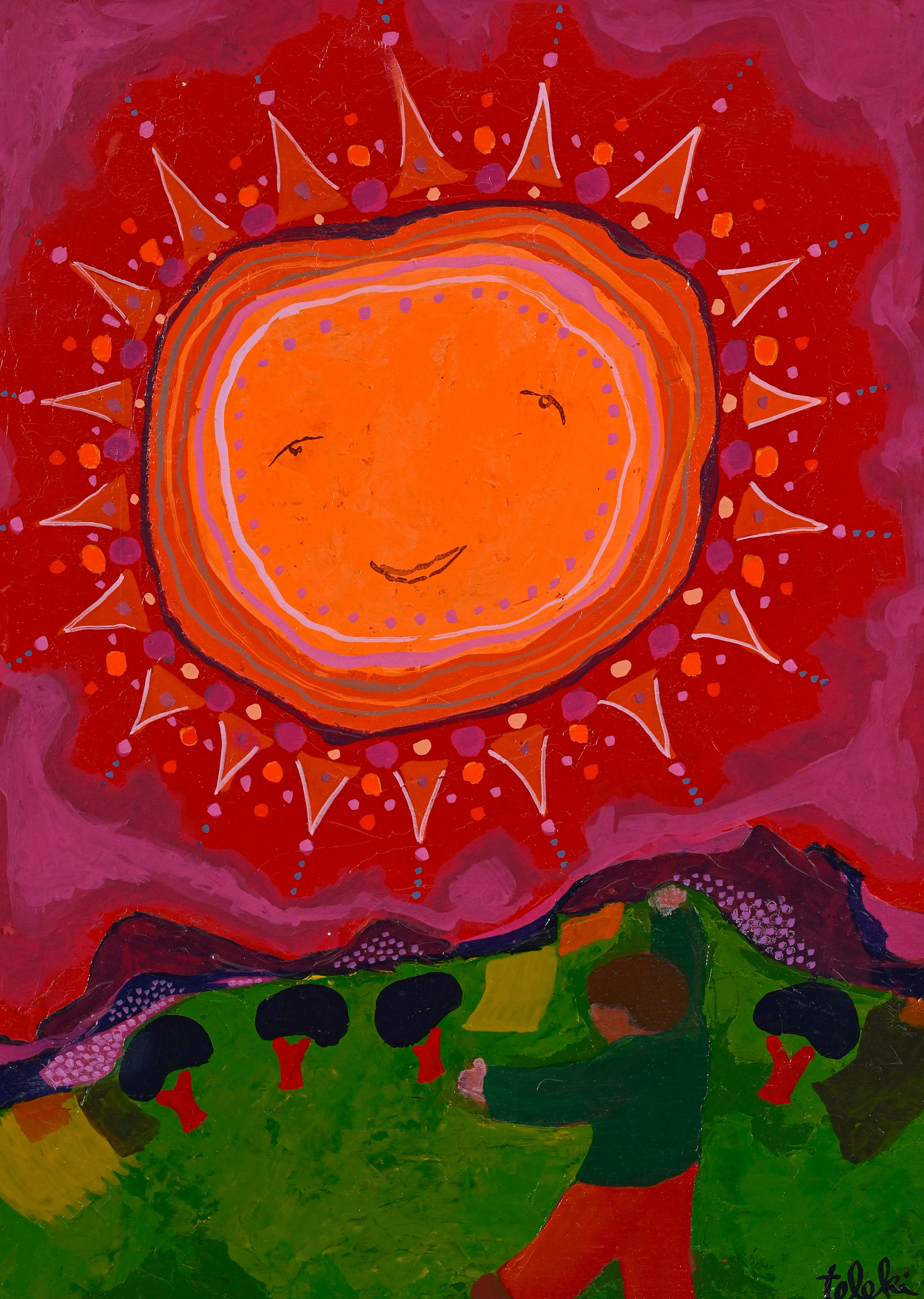 André Teleki (1928-1999), "Soleil", 1975, huile sur panneau, signée