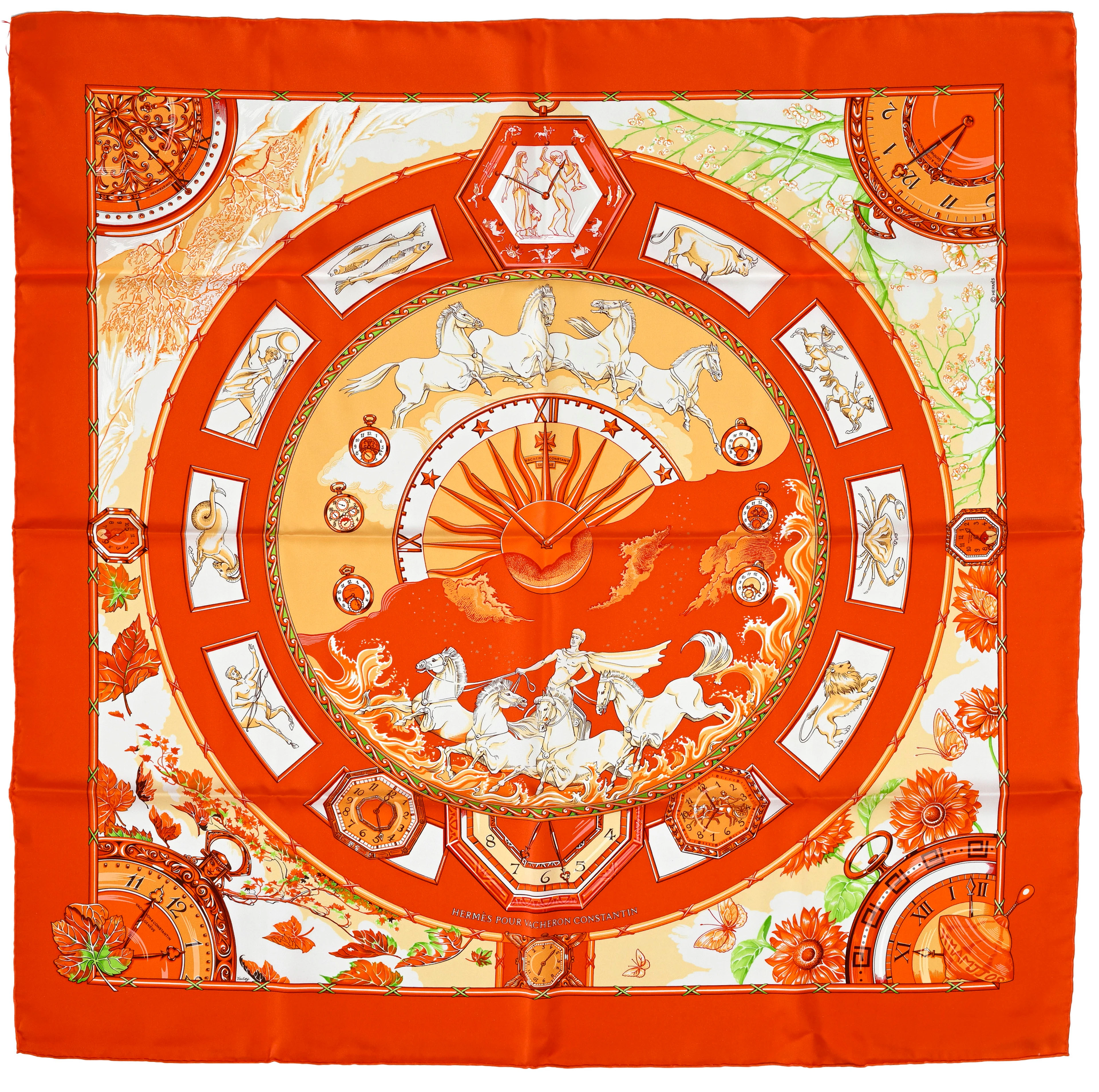 Hermès, carré en twill de soie imprimé: Hermès pour Vacheron Constantin