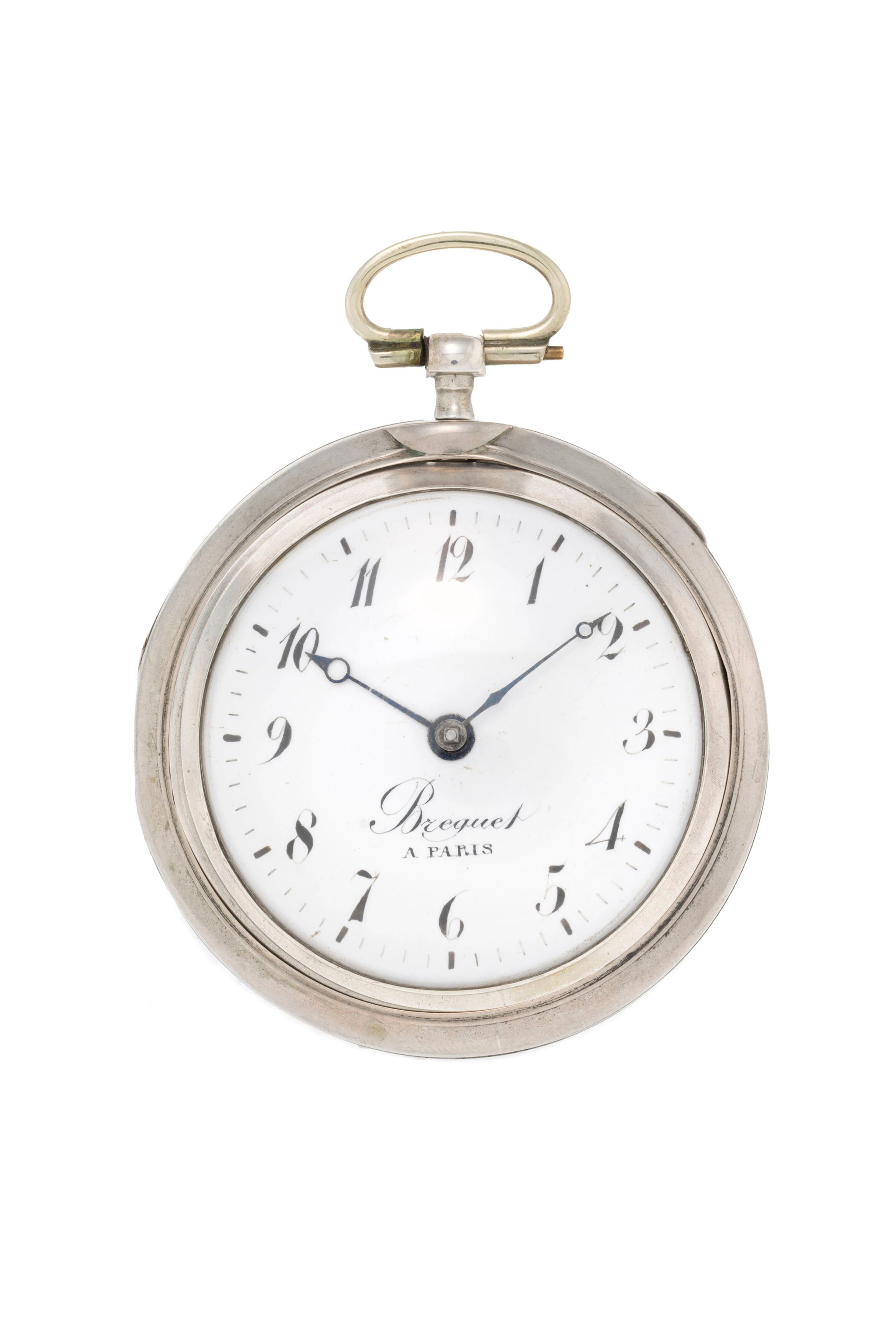 Montre de poche à coq et boîtier de protection en argent gainé de