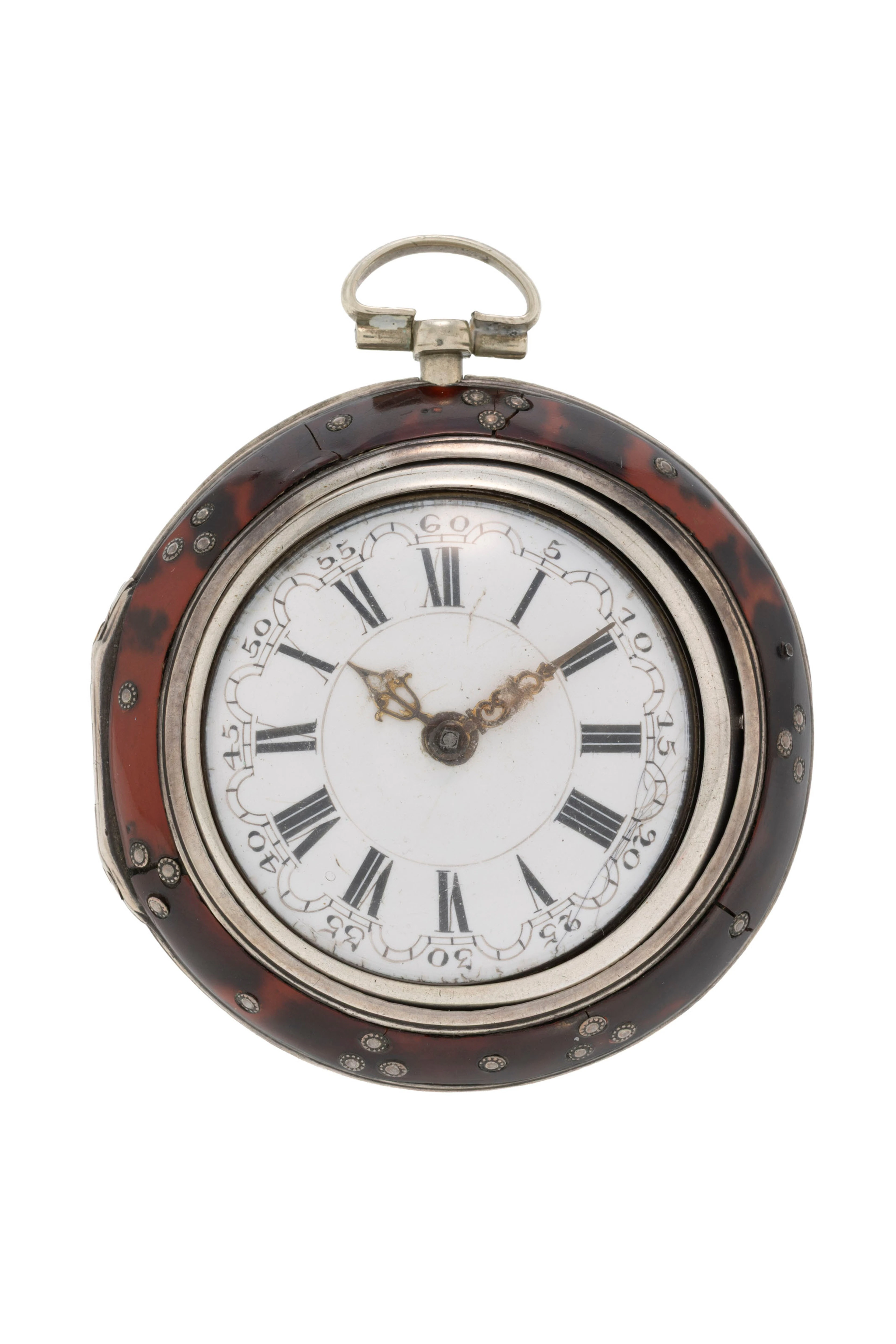Montre de poche à coq en argent avec deux boîtiers de protection en