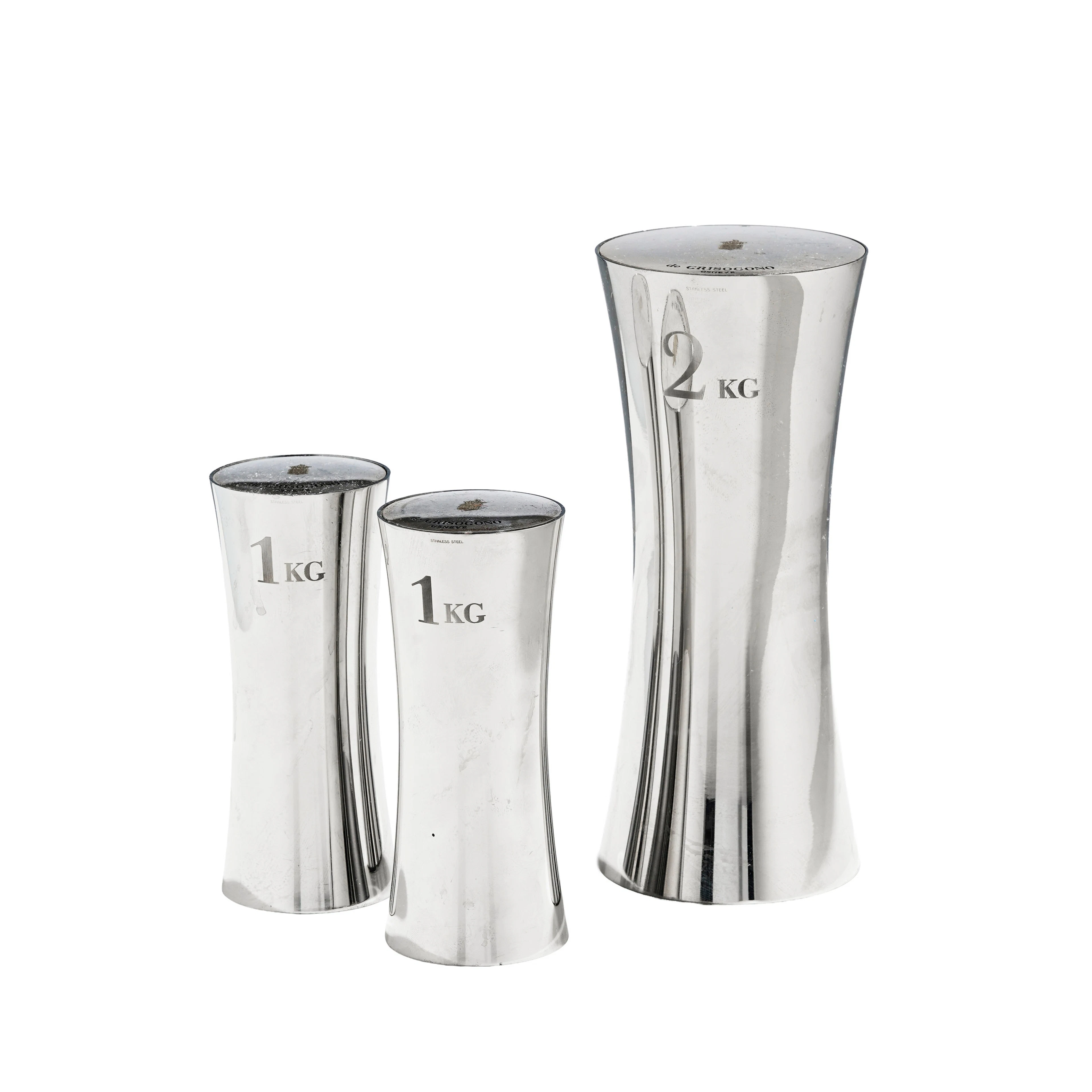 Ensemble d'1 altère de 2kg et 2 altères de 1kg en argent 925 et acier