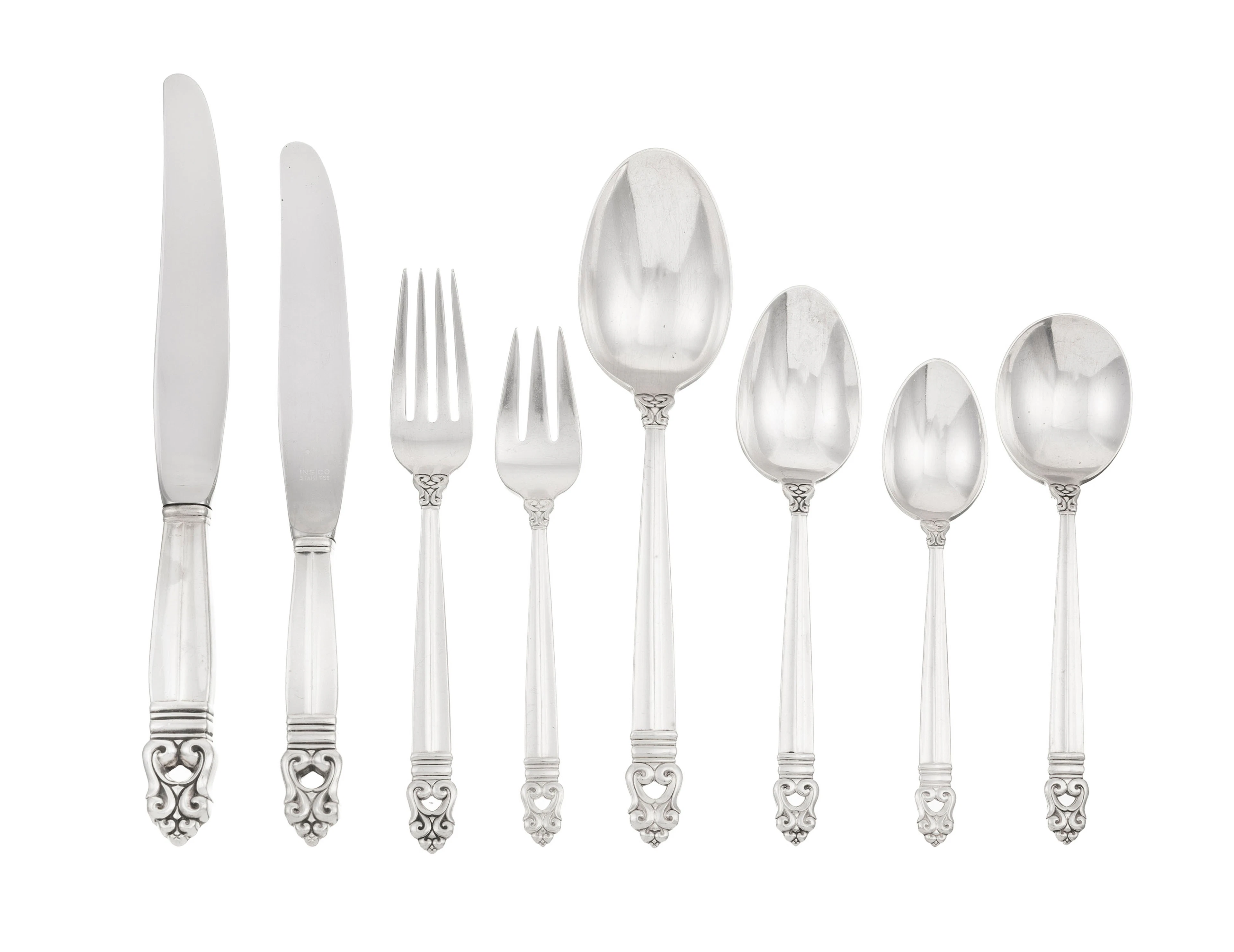 International Silver. Ménagère en argent Sterling, modèle Royal Danish