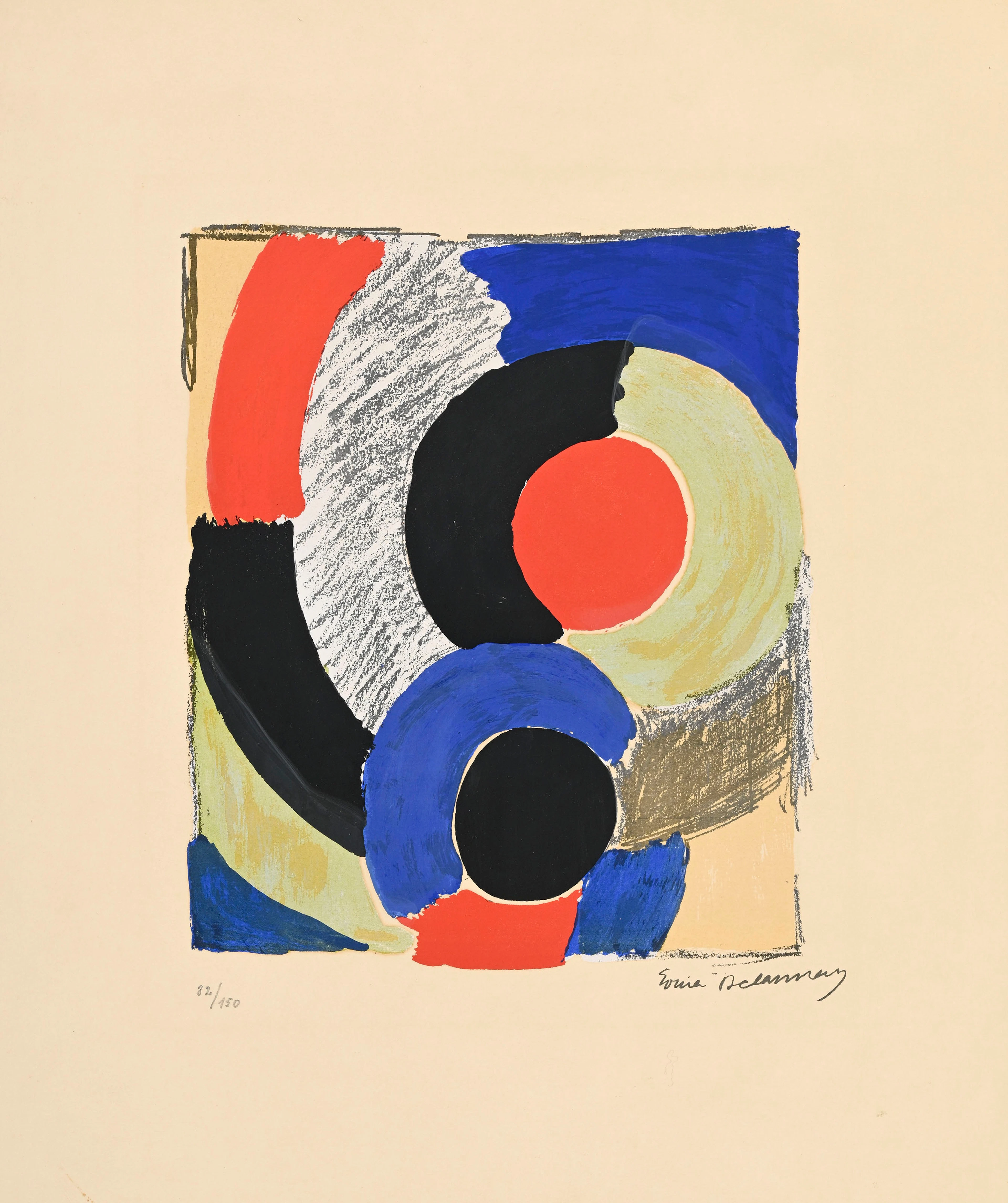 Sonia Delaunay (1885-1979), Composition, lithographie en couleurs