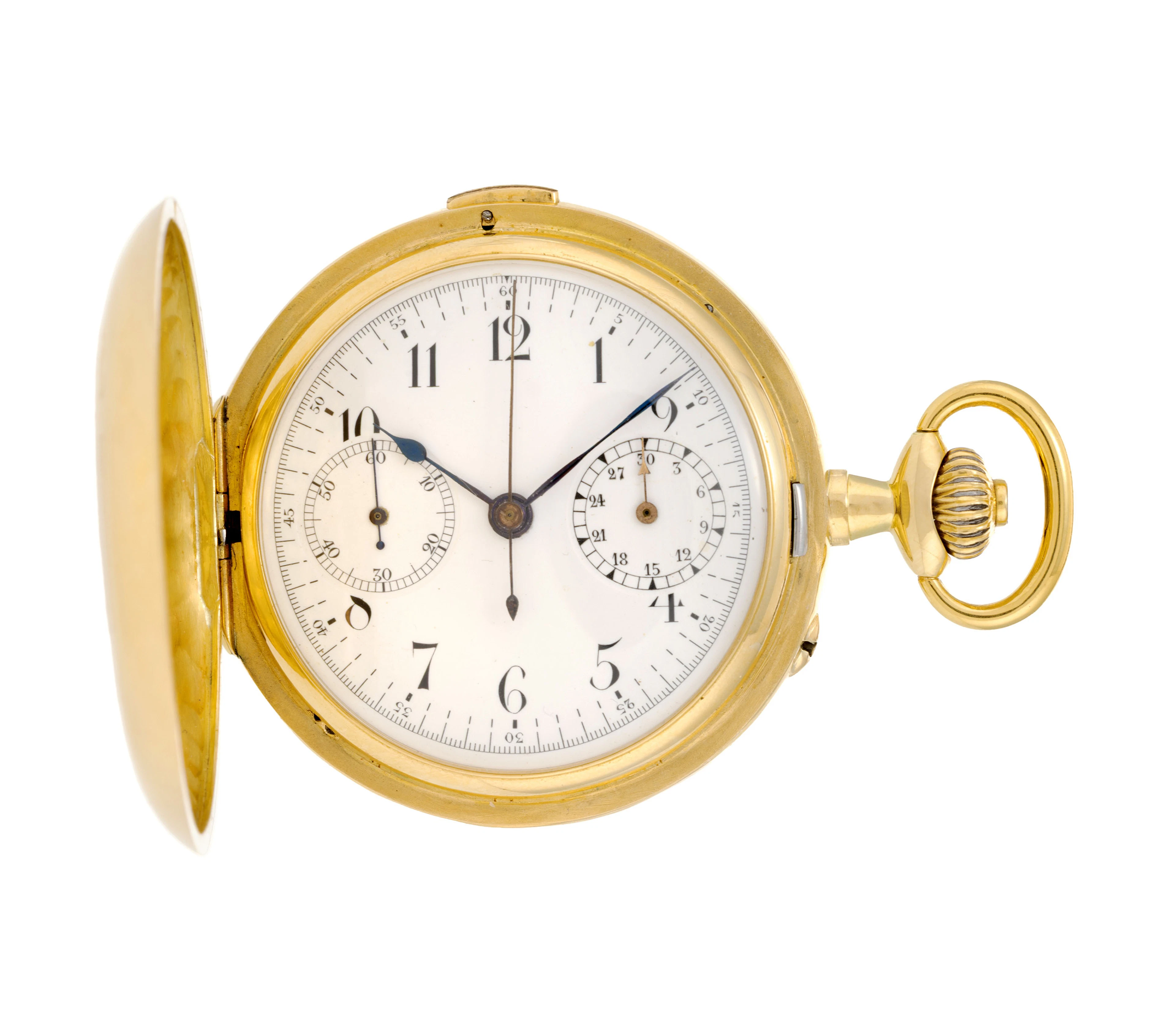 Montre de poche chronographe savonnette en or 750, pour le Tir Fédéral