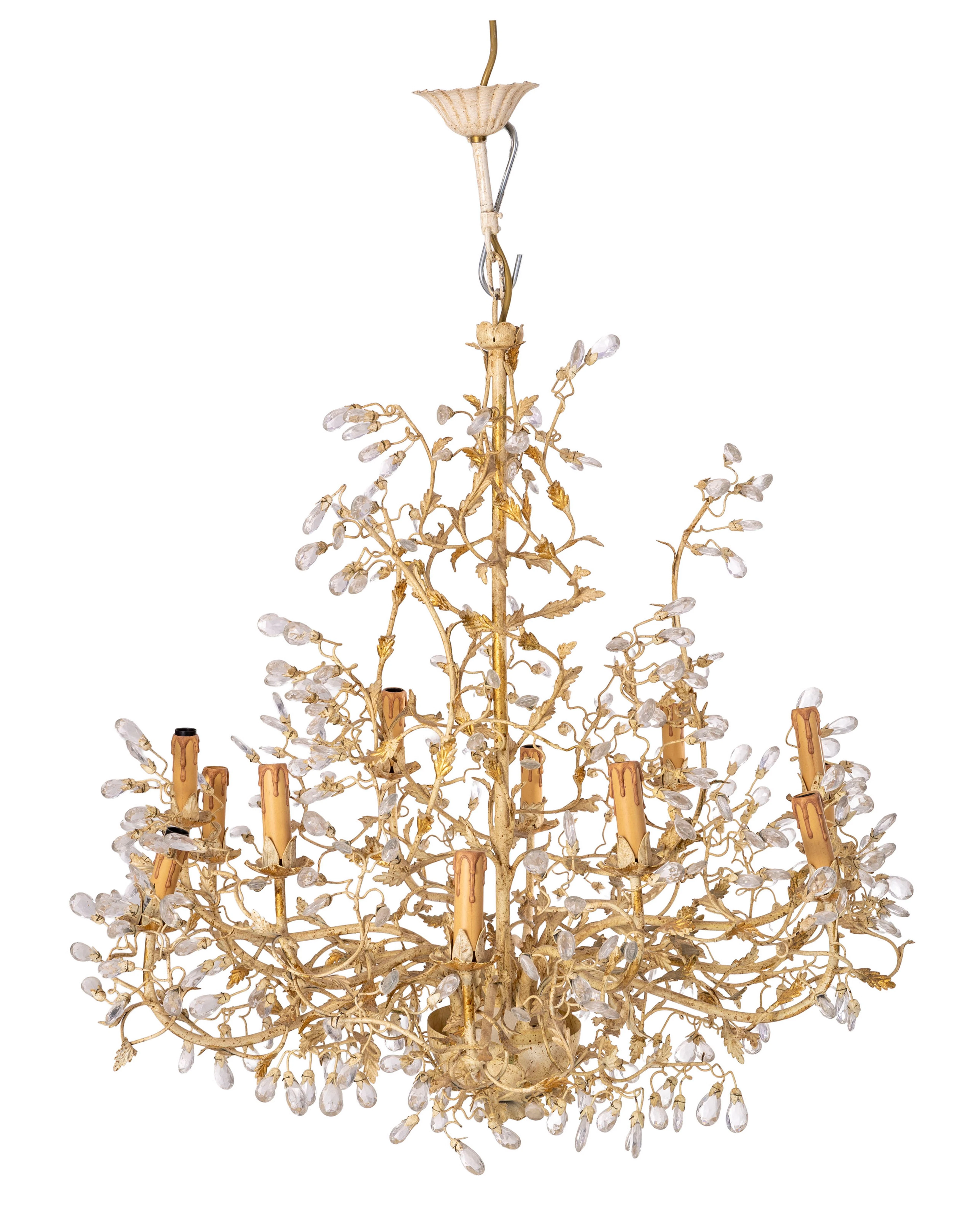 Lustre par la maison Mechini, Italie, XXe s., en métal peint beige
