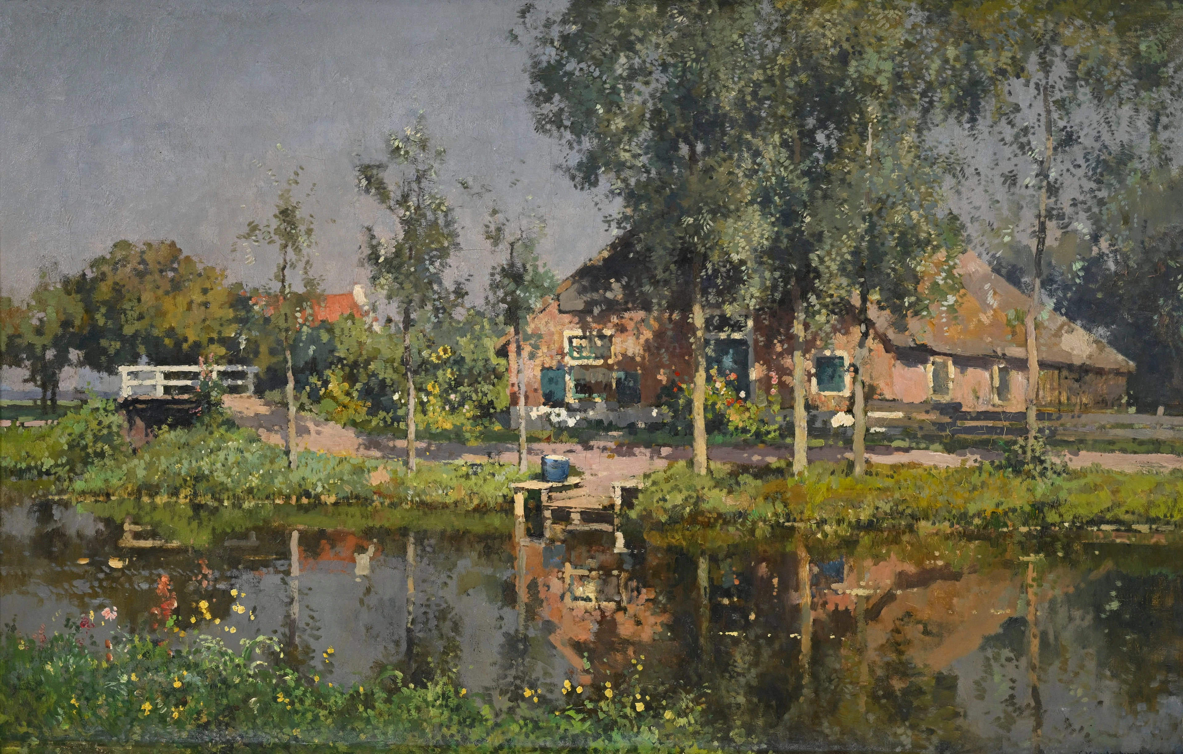Cornelis Vreedenburgh (1880-1946), Ferme au bord de l'eau, 1918, huile