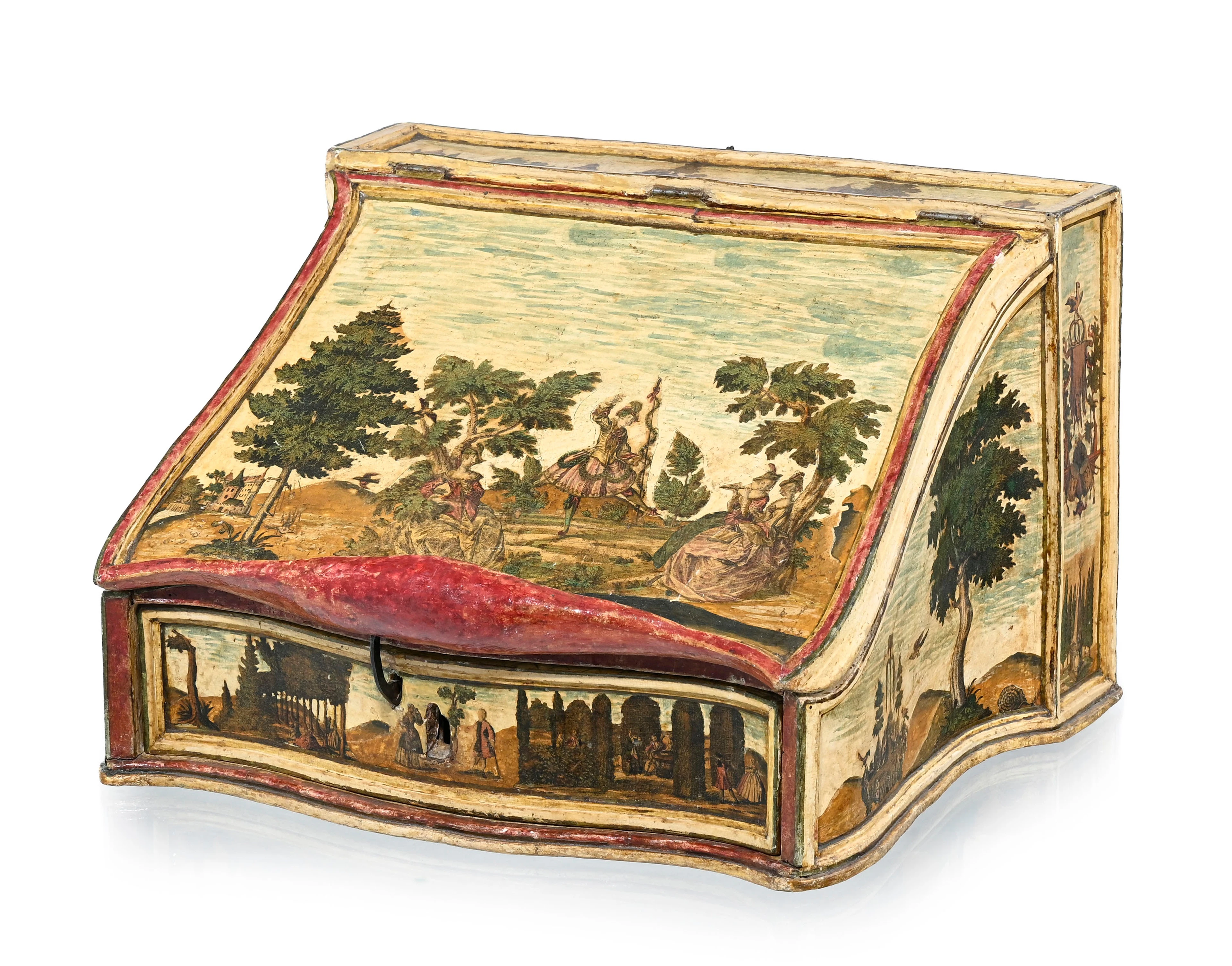 Coffret de voyage, Italie du Nord, XVIIIe s., en bois peint et laqué
