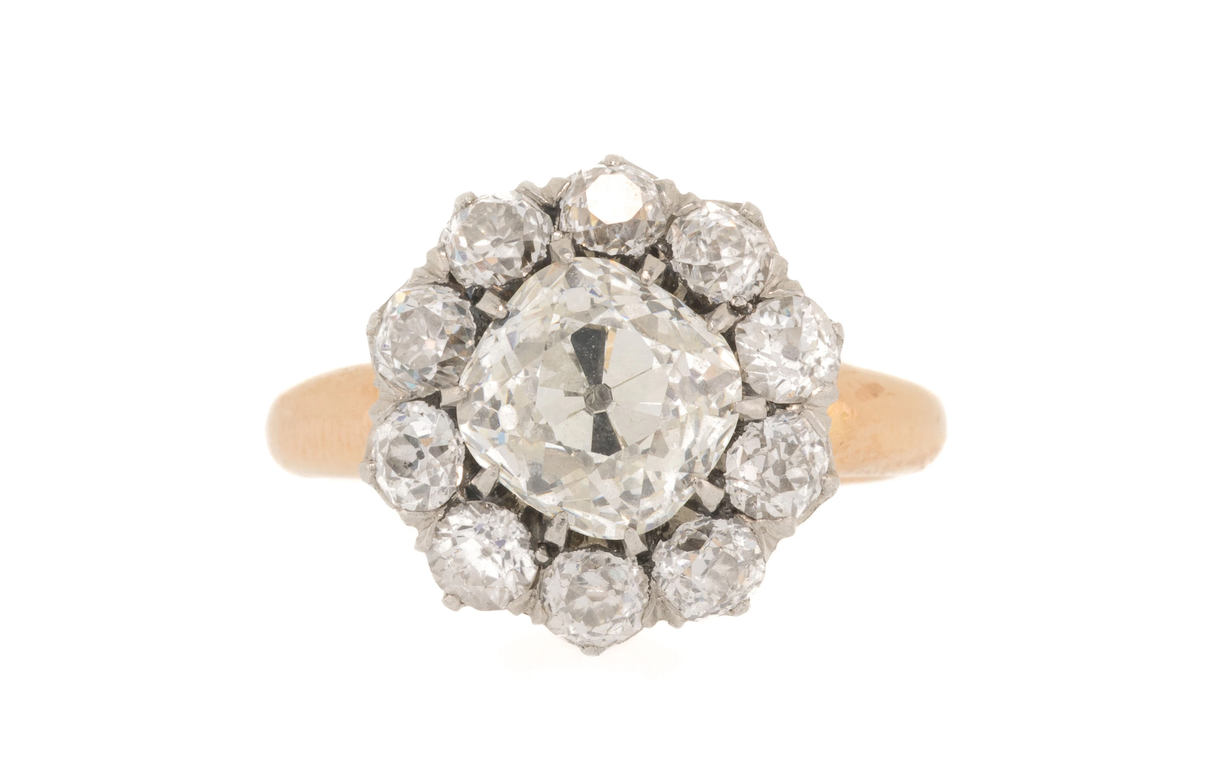 Bague-broche transformable XIXe s. or rose et argent sertie d'un diamant