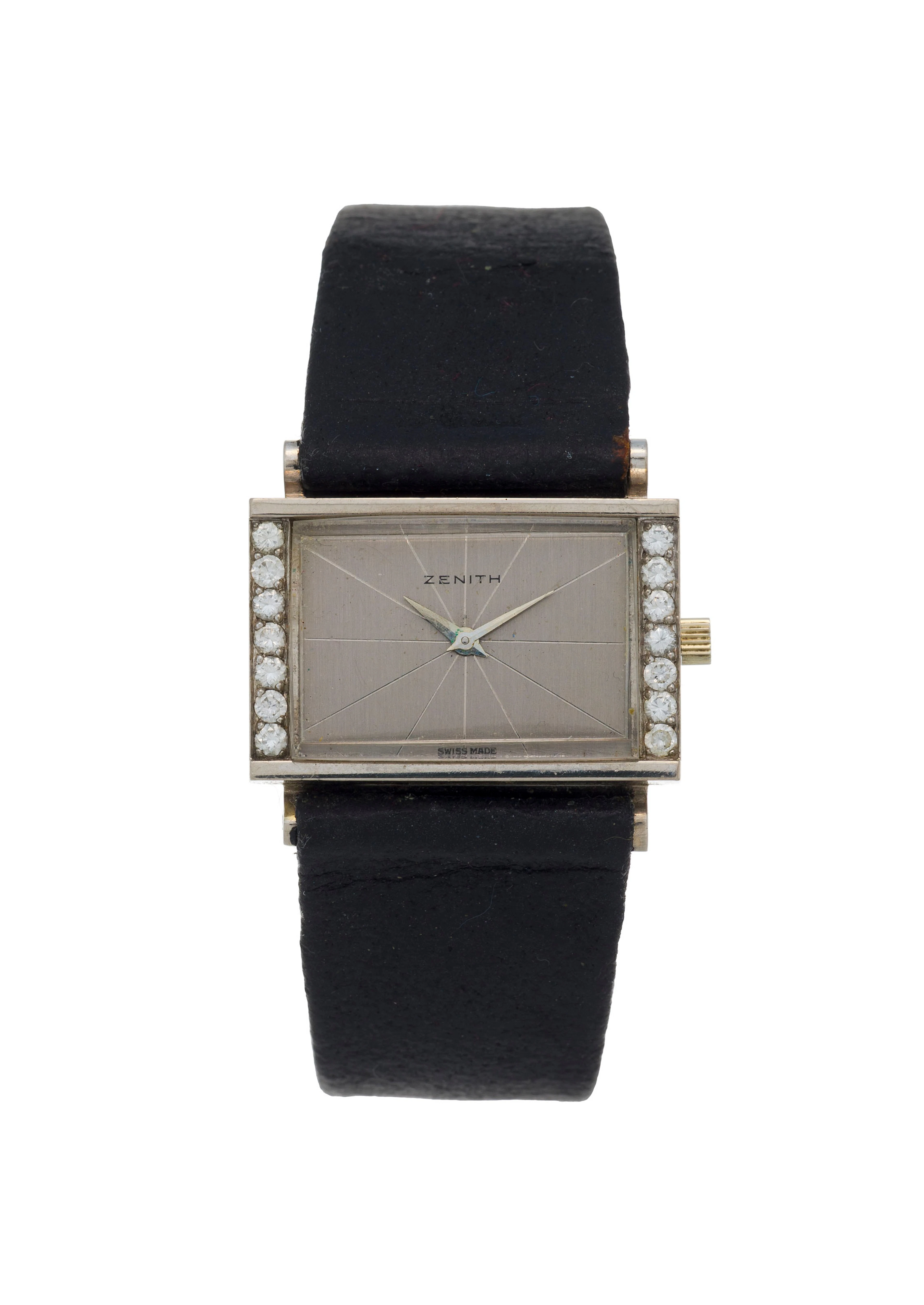Zenith, montre en or gris 750 sertie de diamants Mouvement: cal. 1510