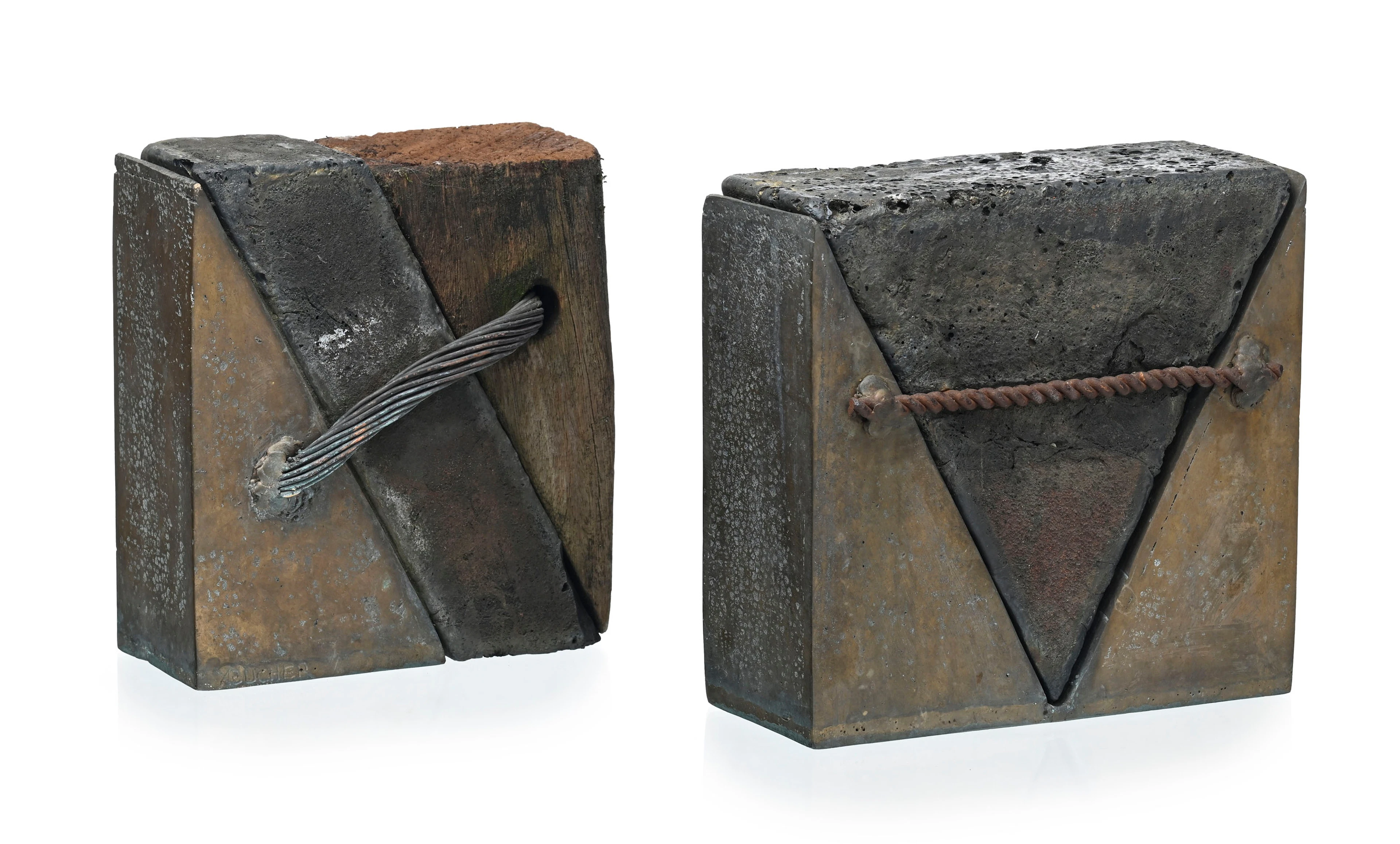 André Bucher (1924-c.2009), Sans titre, paire de sculptures en technique