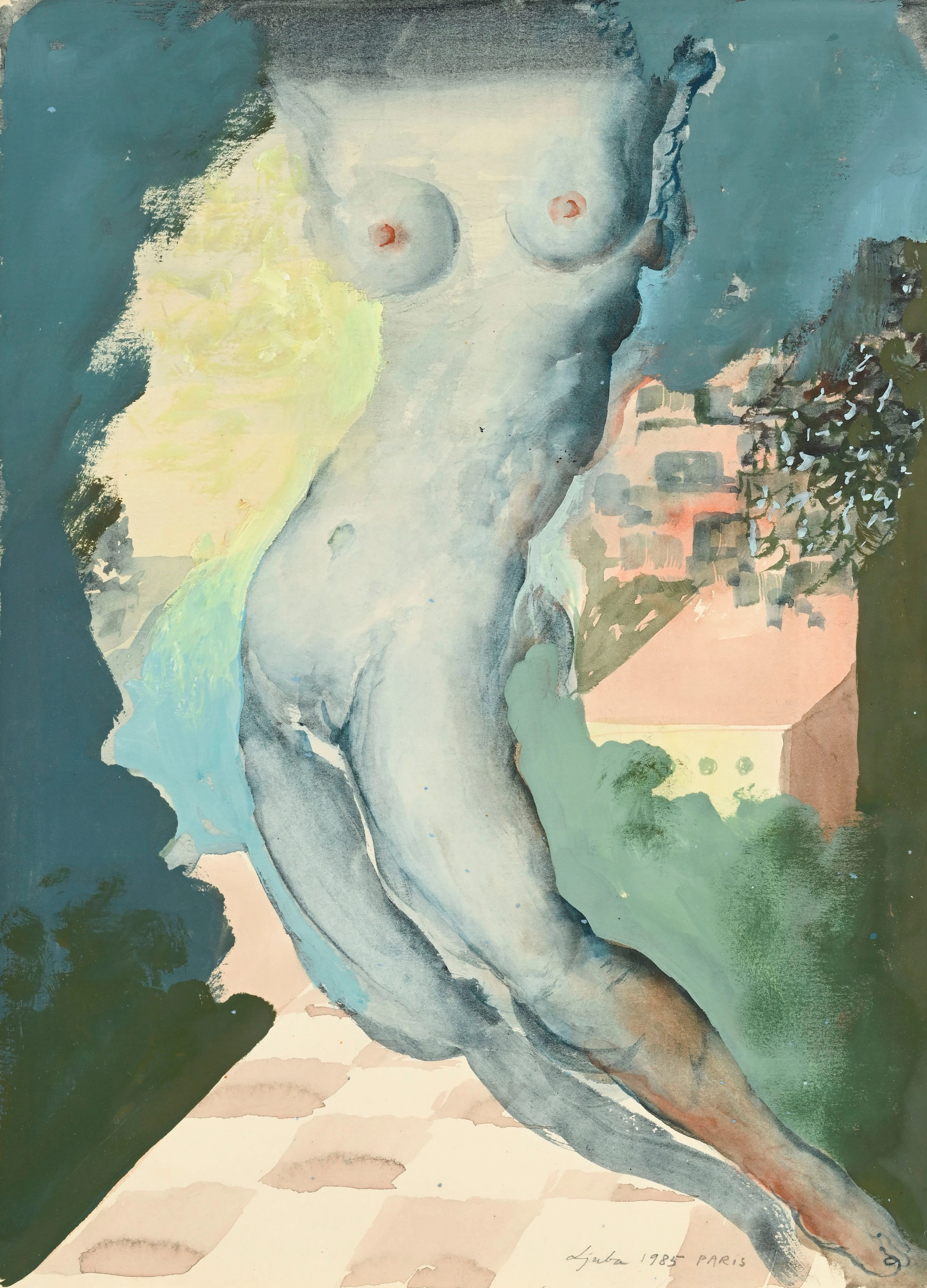 Ljuba (1934-2016), Corps nu féminin, 1985, gouache et aquarelle sur