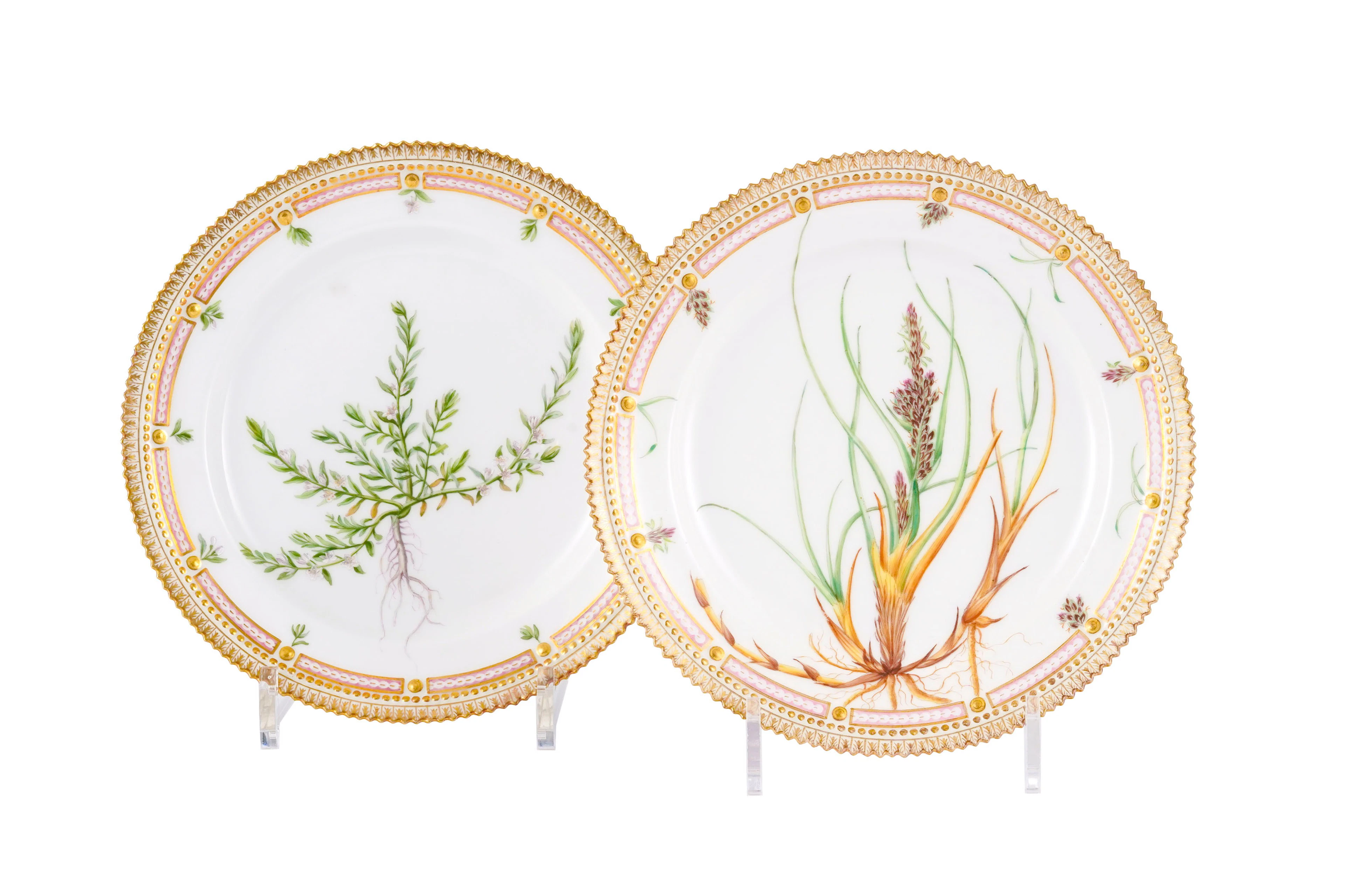 Suite de 2 assiettes à entremets Flora Danica en porcelaine Royal