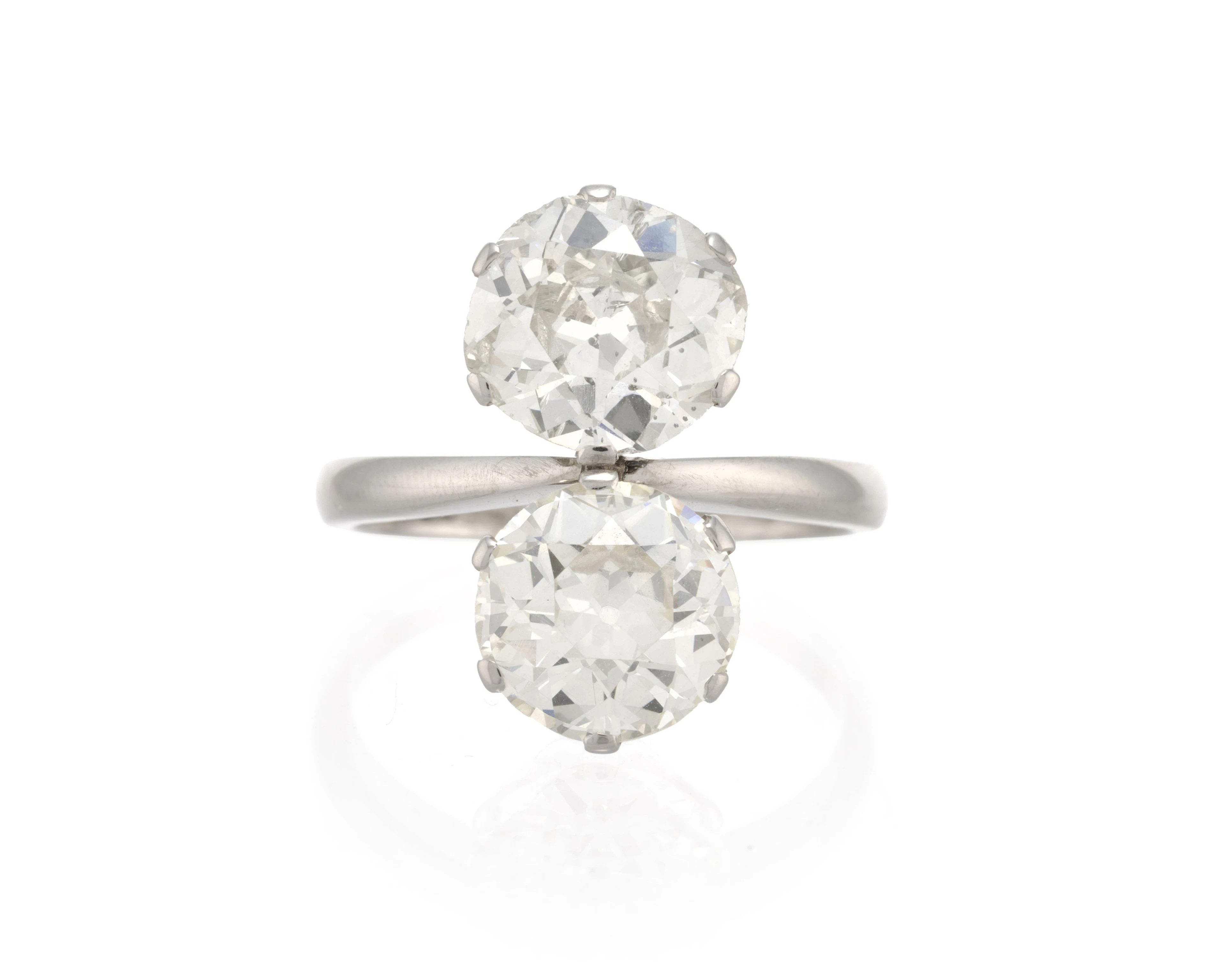 Bague Toi & Moi or gris 750 sertie de deux diamants taille ancienne