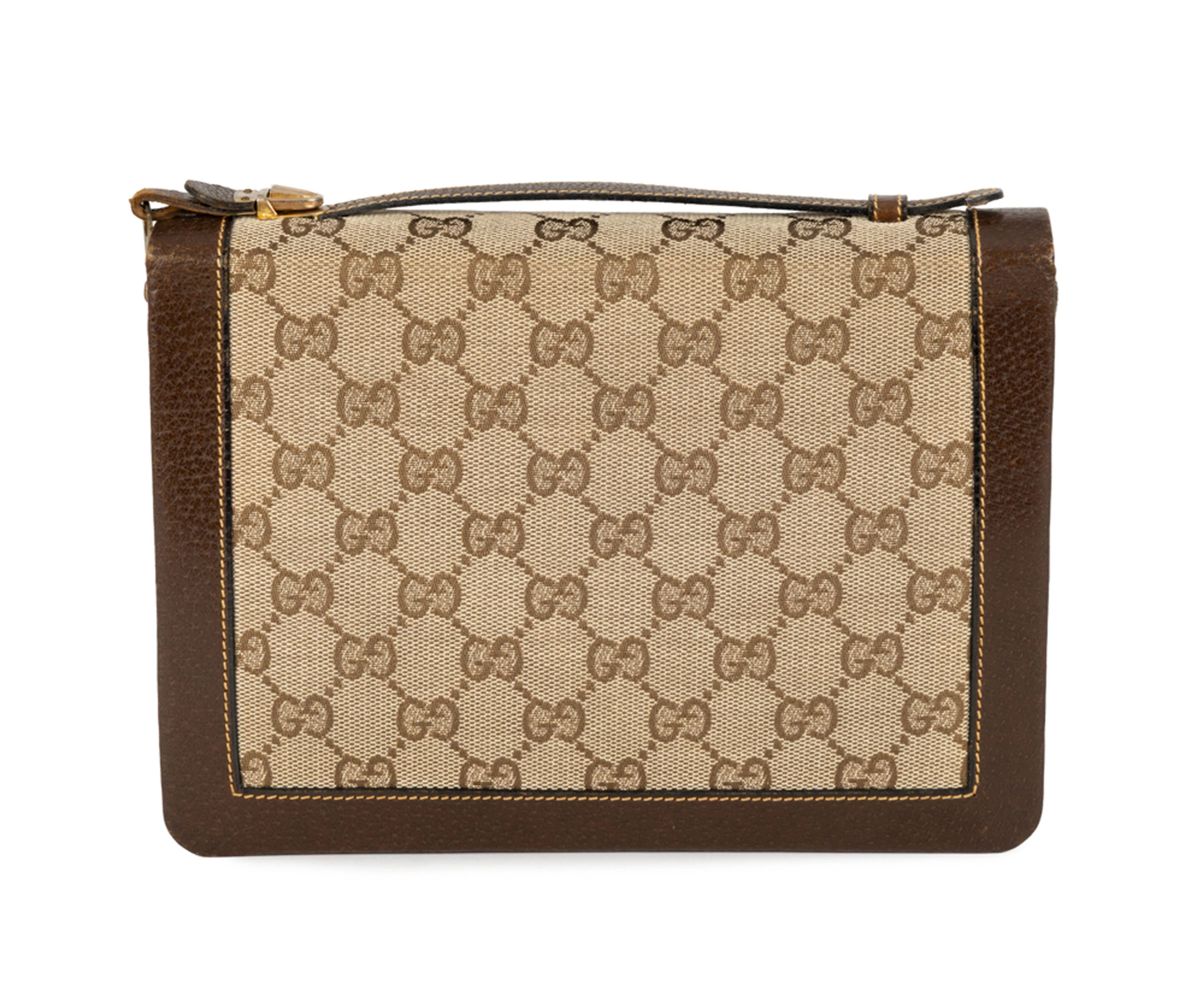 Gucci, pochette de porte-monnaie vintage en cuir pécari et toile GG
