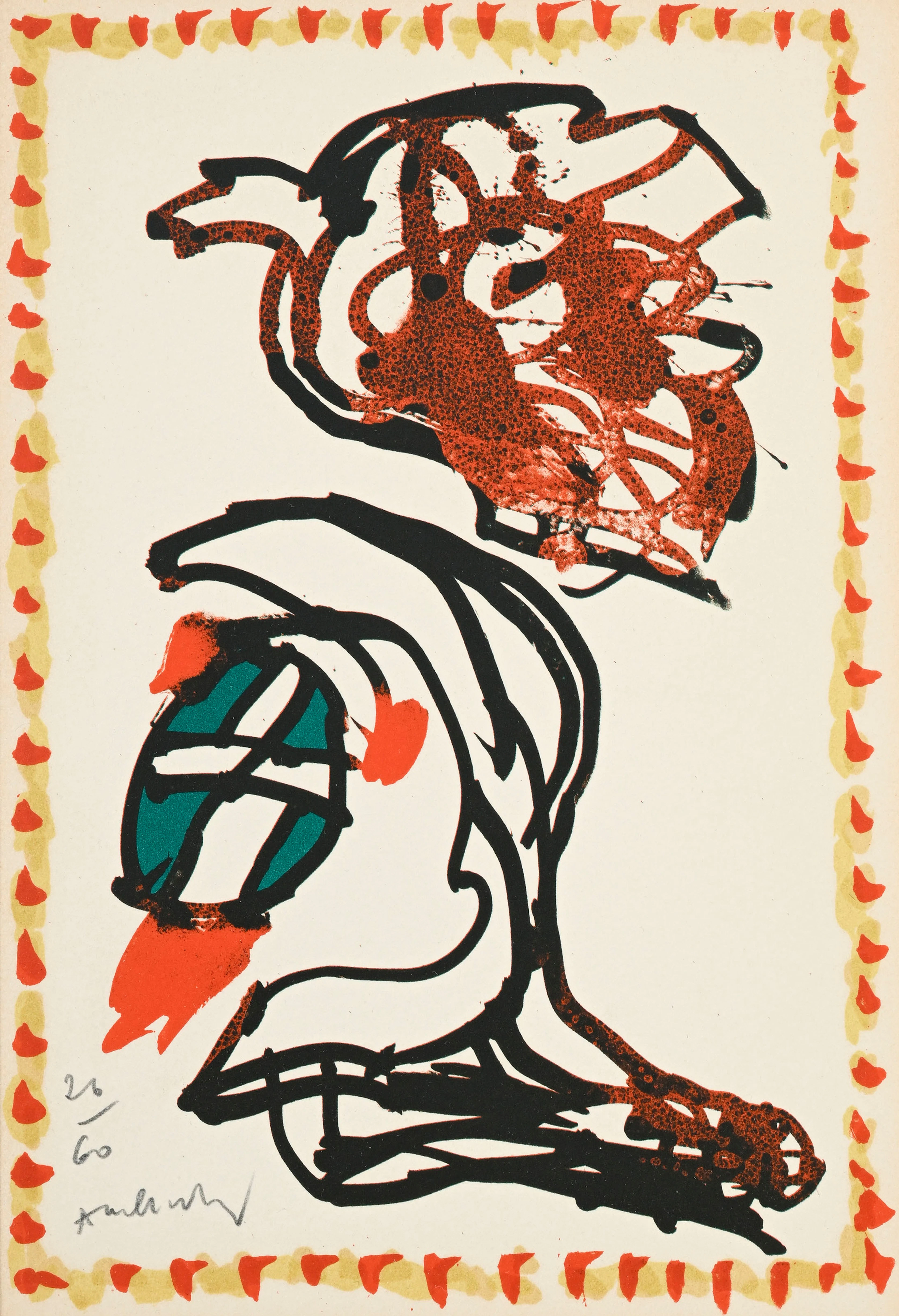 Pierre Alechinsky (1927), "En deux temps", 1977, lithographie en couleurs
