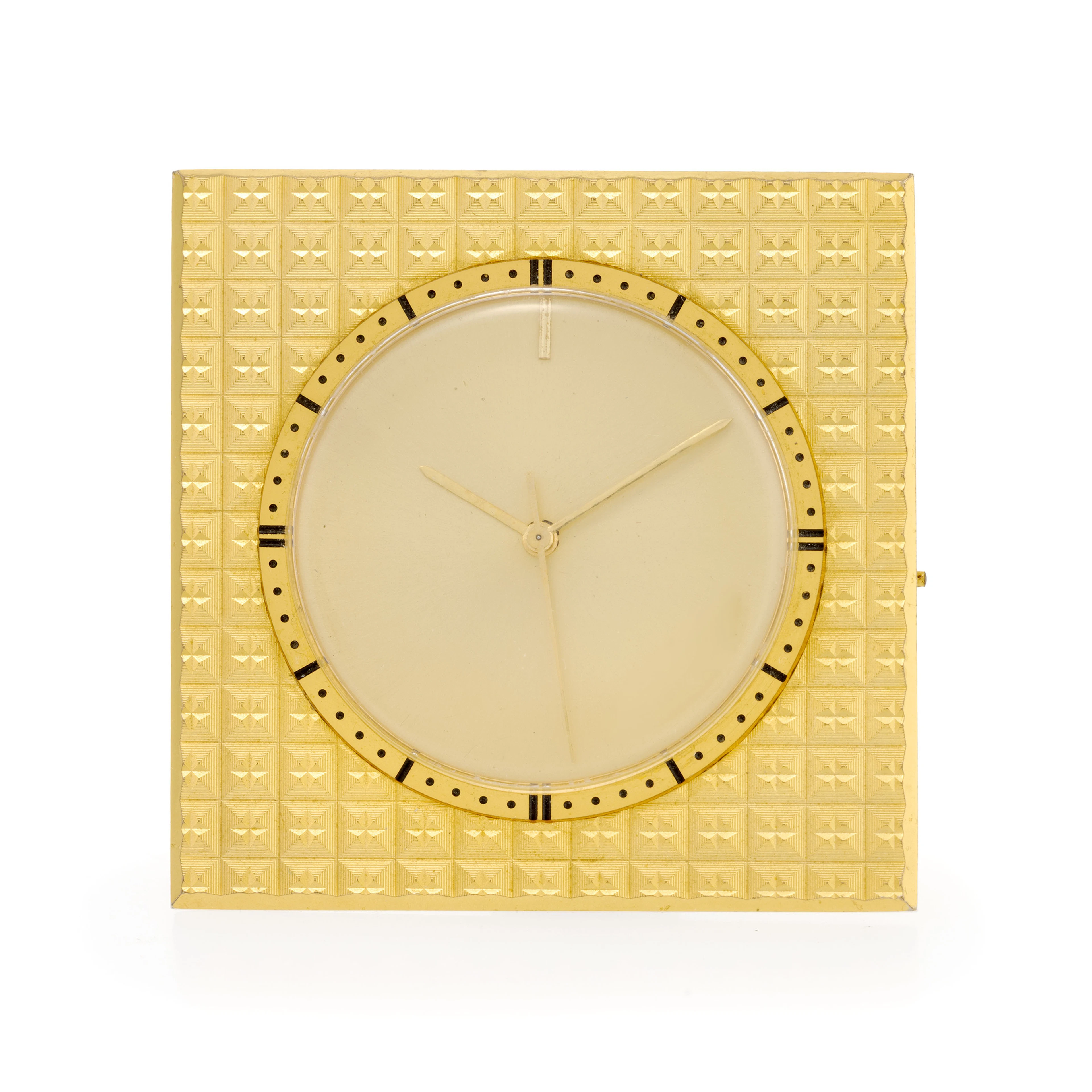 Jaeger-LeCoultre, pendulette réveil en métal doré Mouvement: mécanique