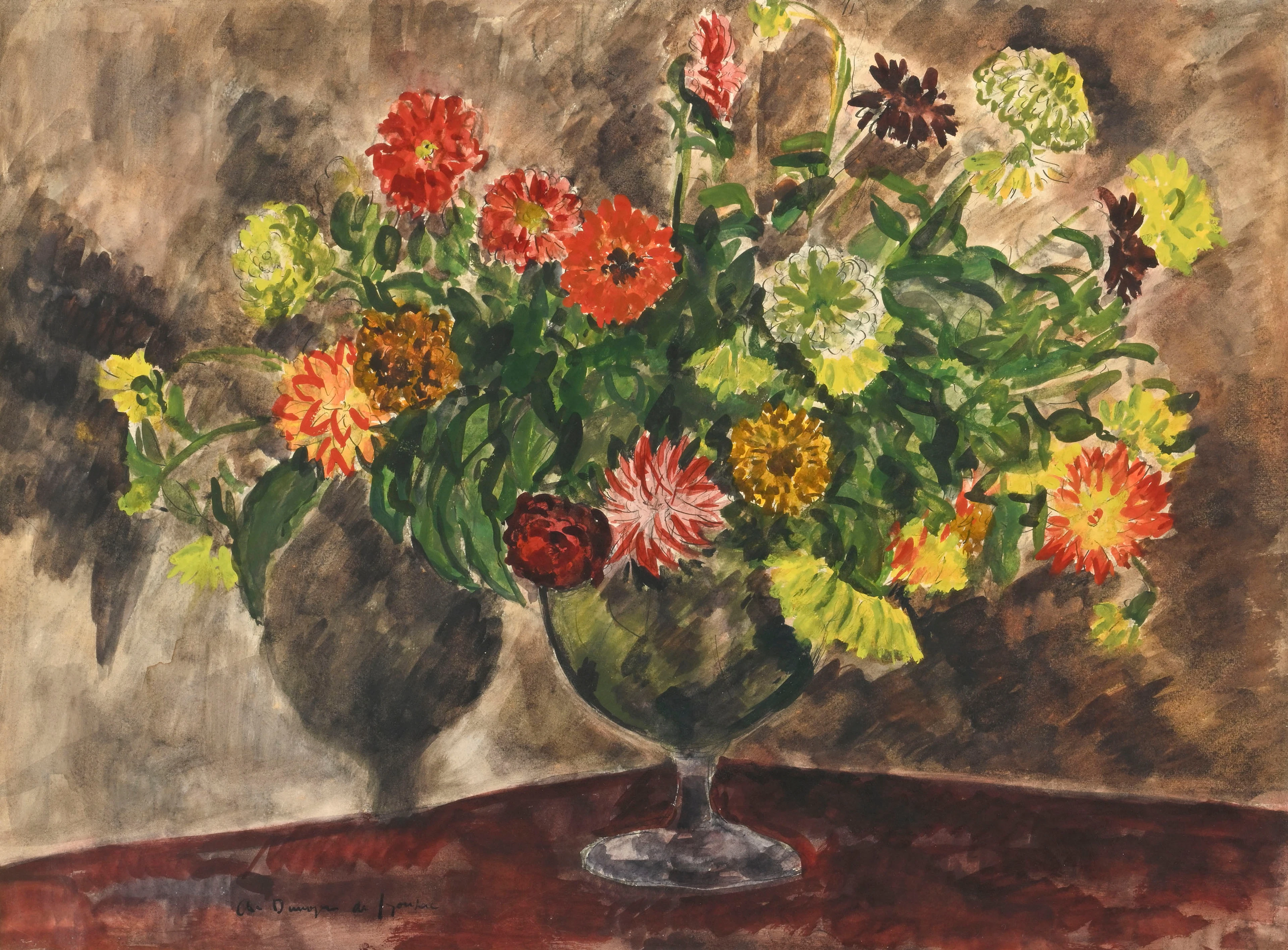 André Albert Marie Dunoyer de Segonzac (1884-1974), Bouquet de dahlias