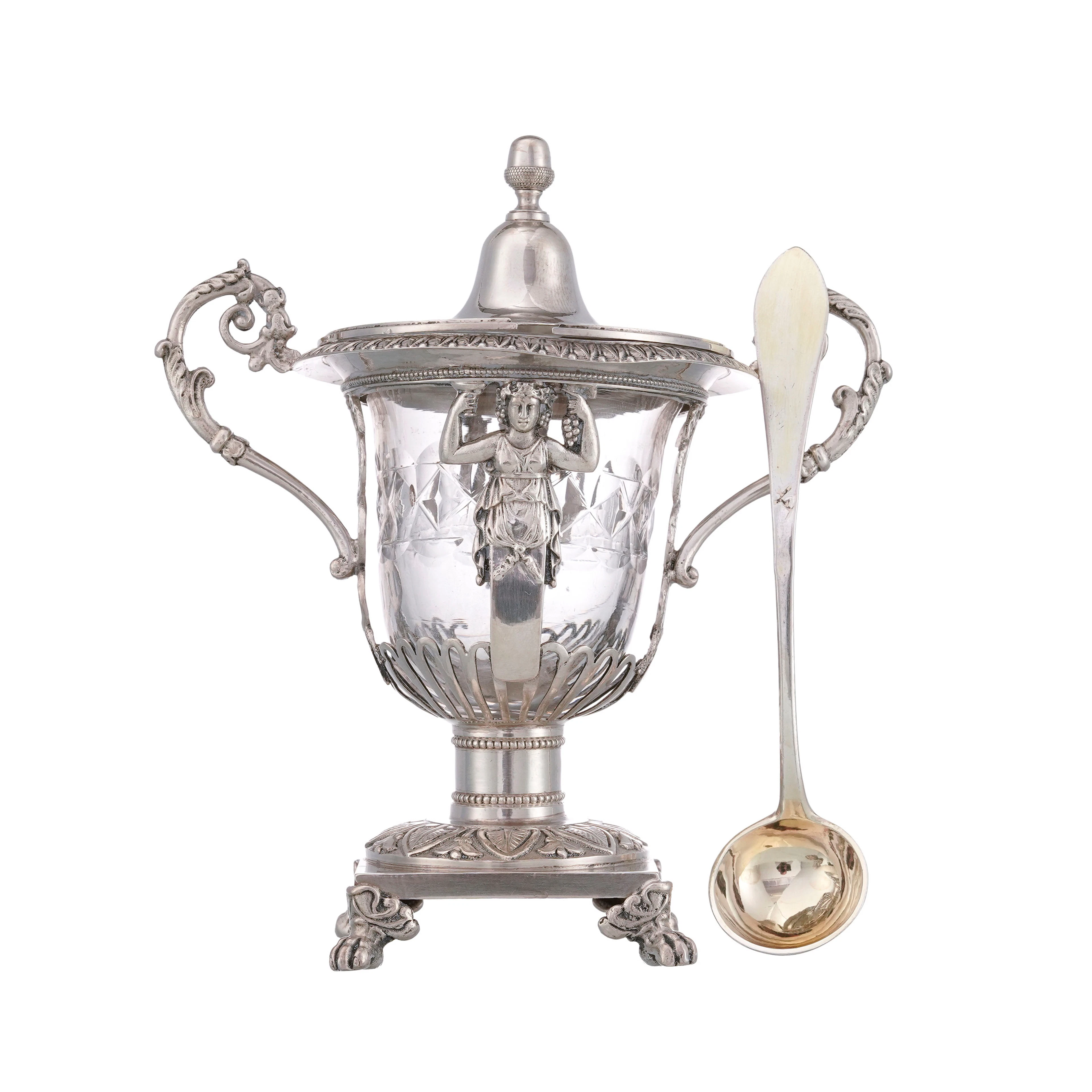 Moutardier en argent et cristal, Vieillard 1er titre, Paris, 1819-1838