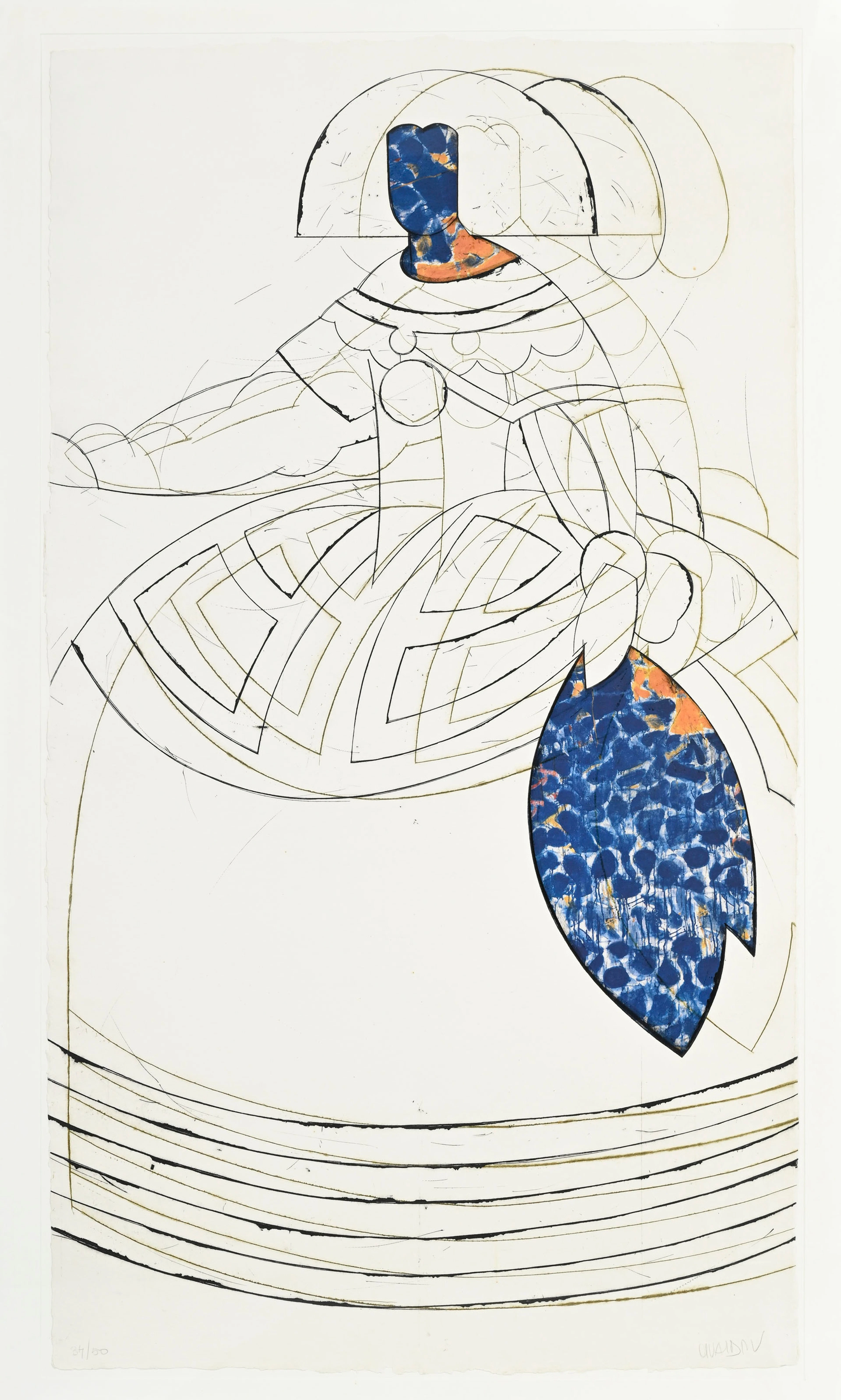 Manolo Valdés (1942), "Reina Mariana VIII", 2000, eau-forte et collage
