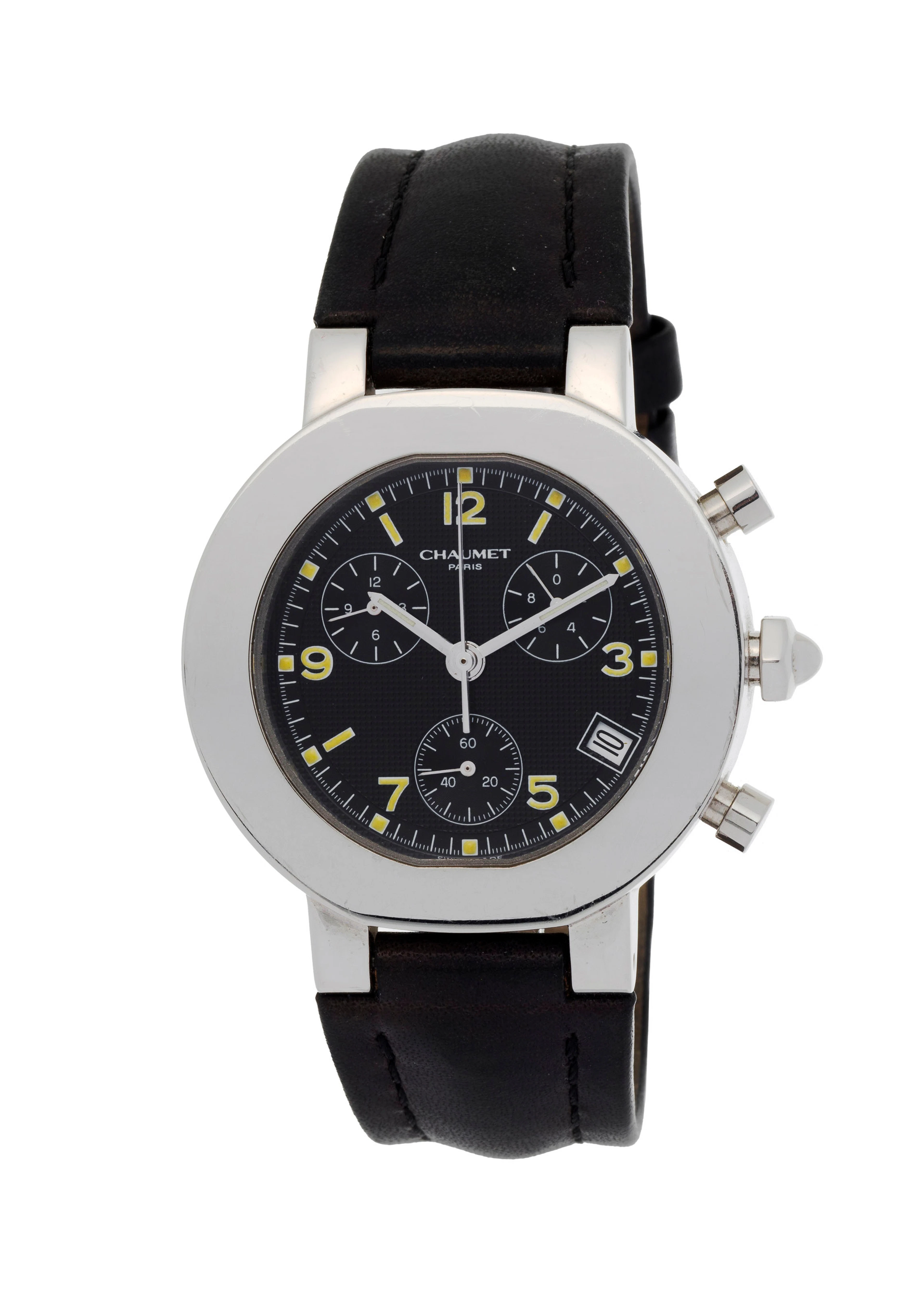 Chaumet, montre chronographe à rattrapante en acier Mouvement: cal.