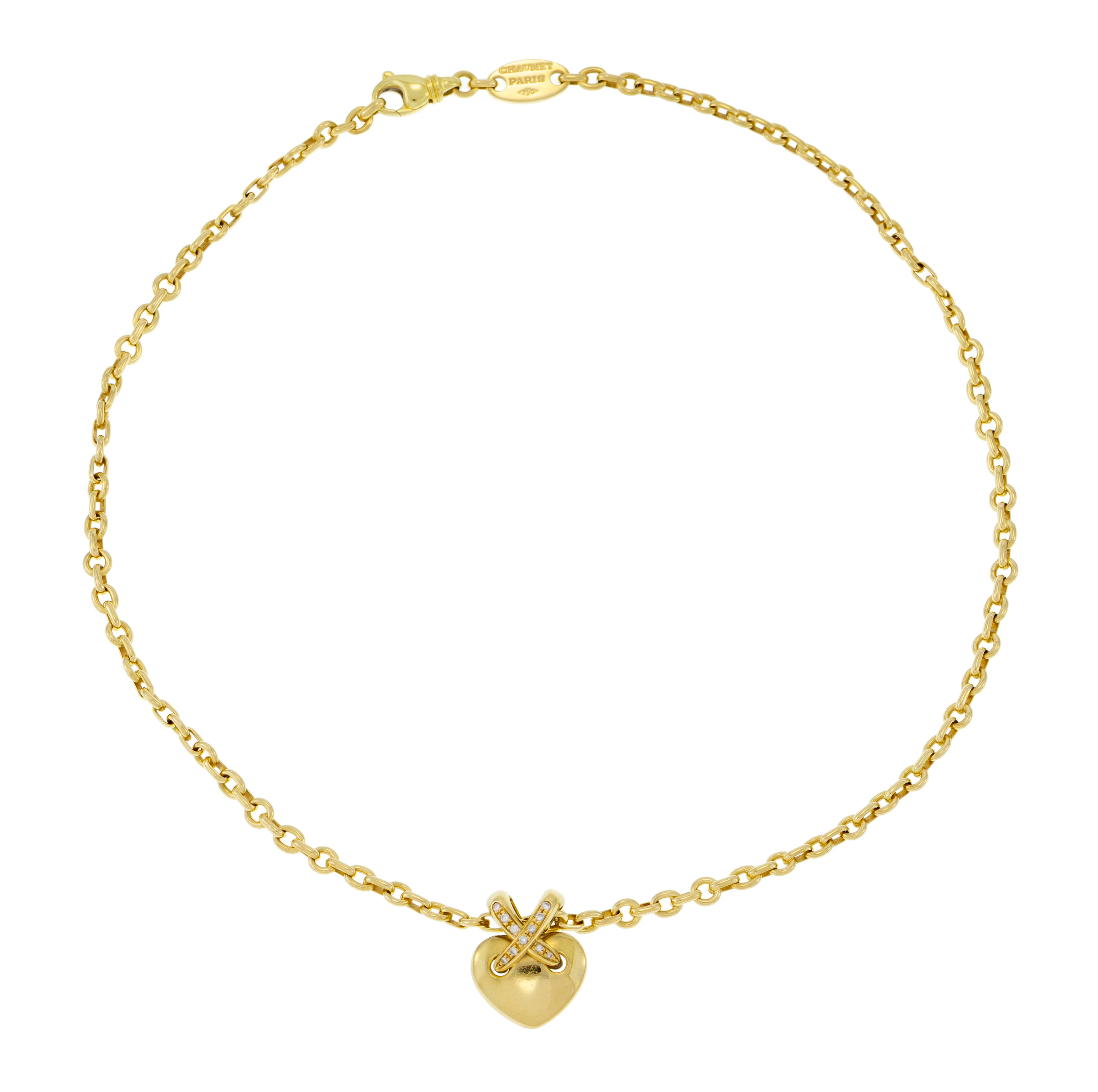 Chaumet, Liens, pendentif coeur or 750 serti de diamants taille brillant