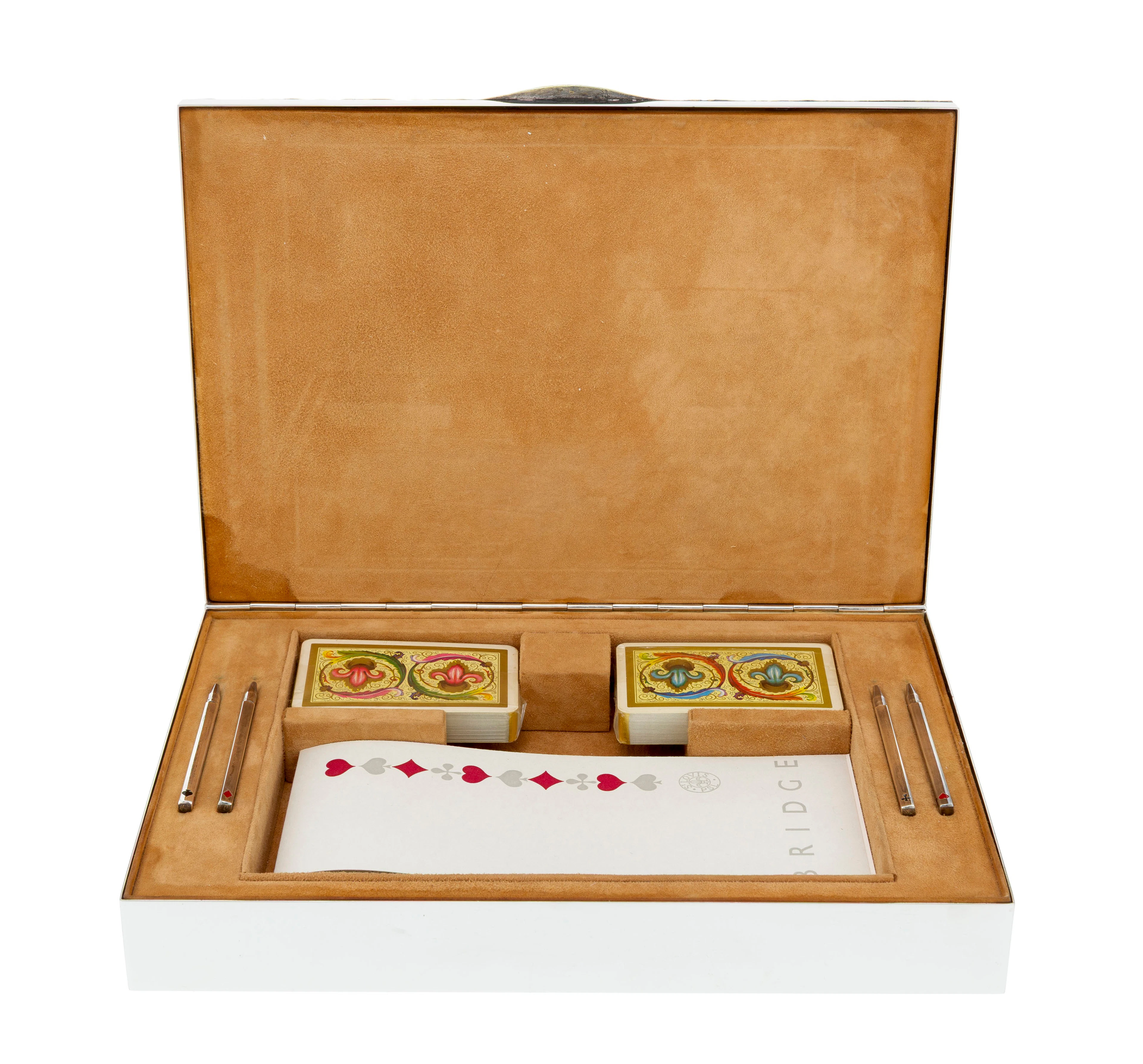 Chaumet, coffret à bridge en argent surmonté d'un décor cloisonné