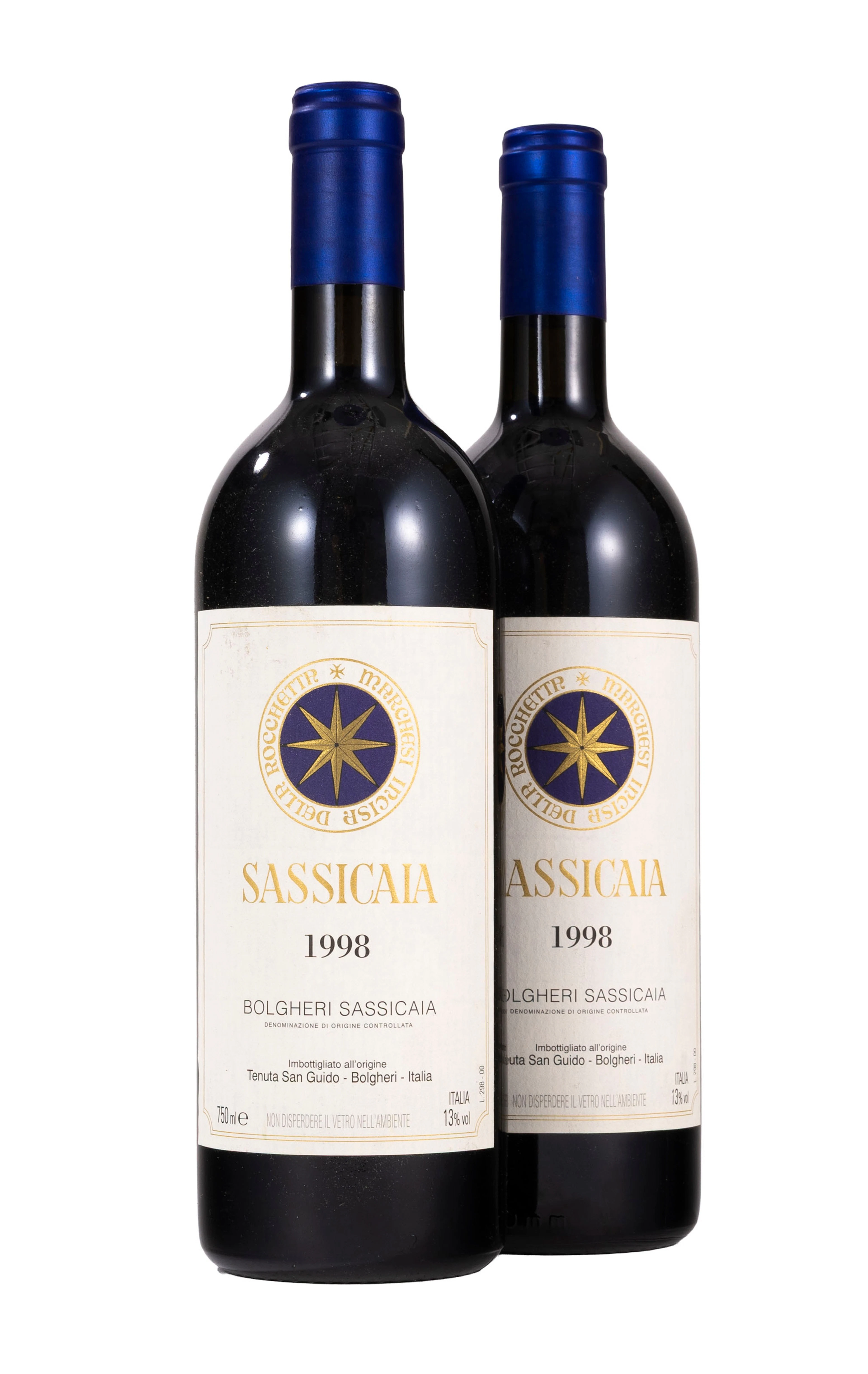 Sassicaia, Tenuta San Guido, 1998, Bolgheri, Toscane, Italie, 2 bts
