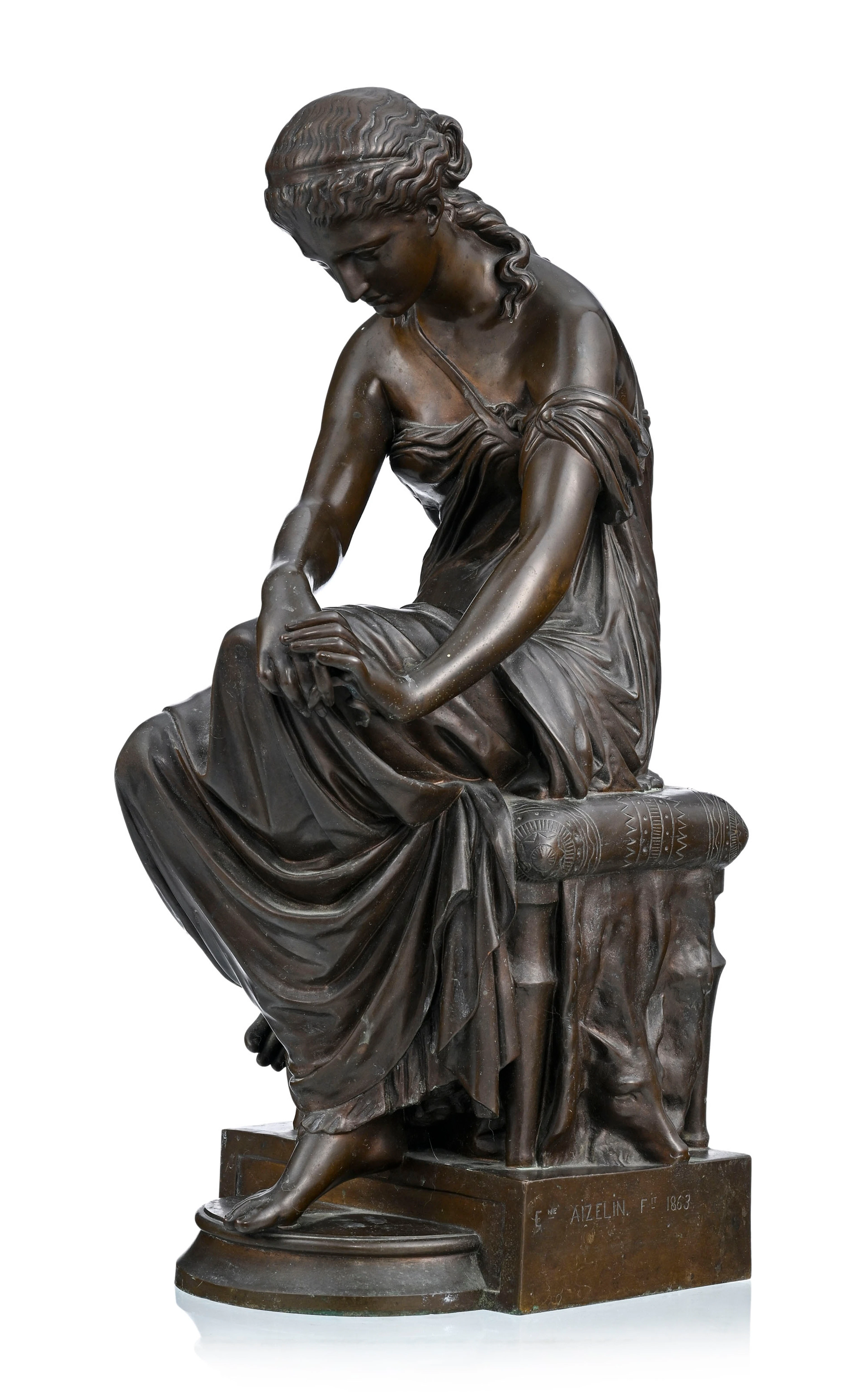Eugène-Antoine Aizelin (1821-1902), Psyché, bronze à patine brune