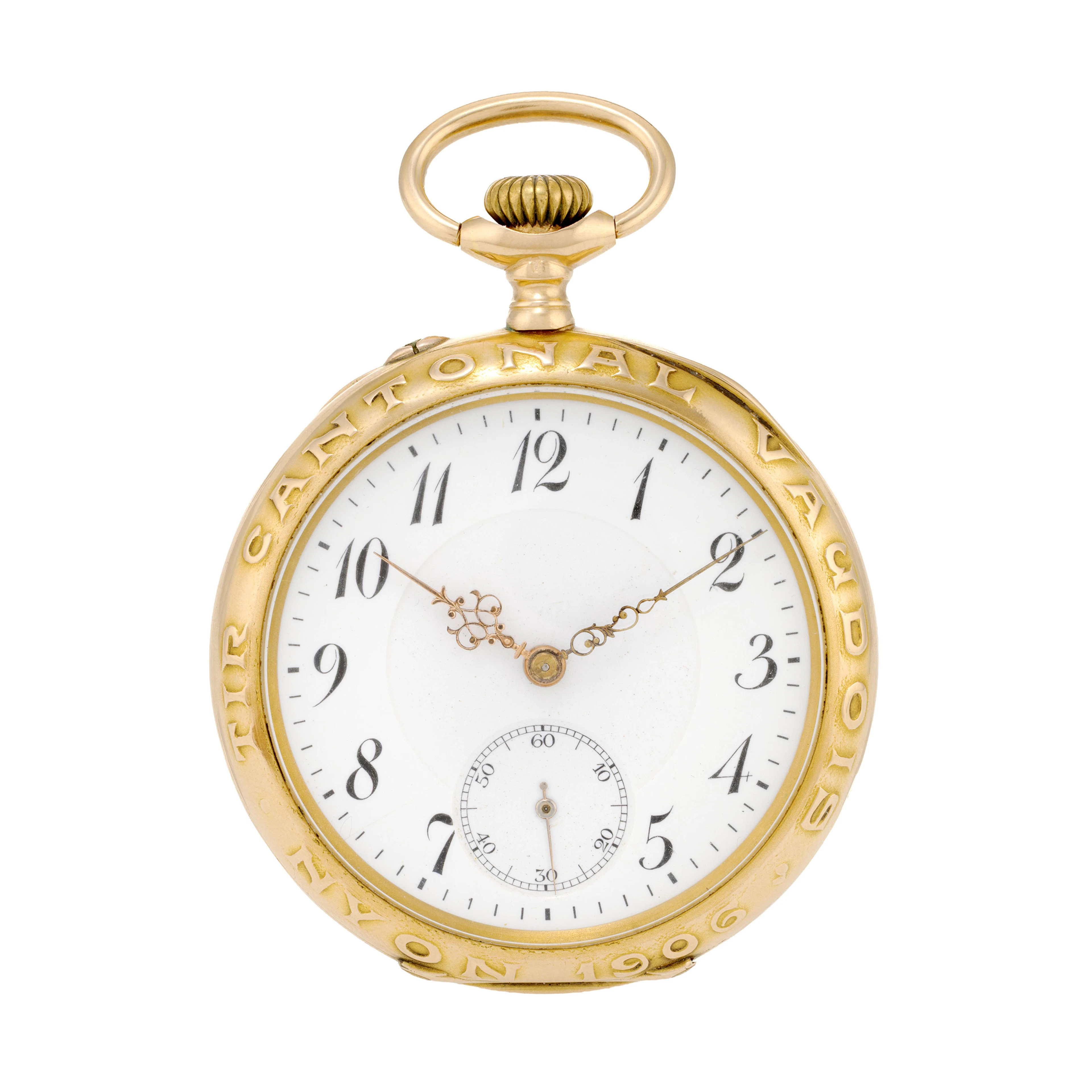 Montre de poche petite seconde en or 750, Pour le tir Cantonal Vaudois