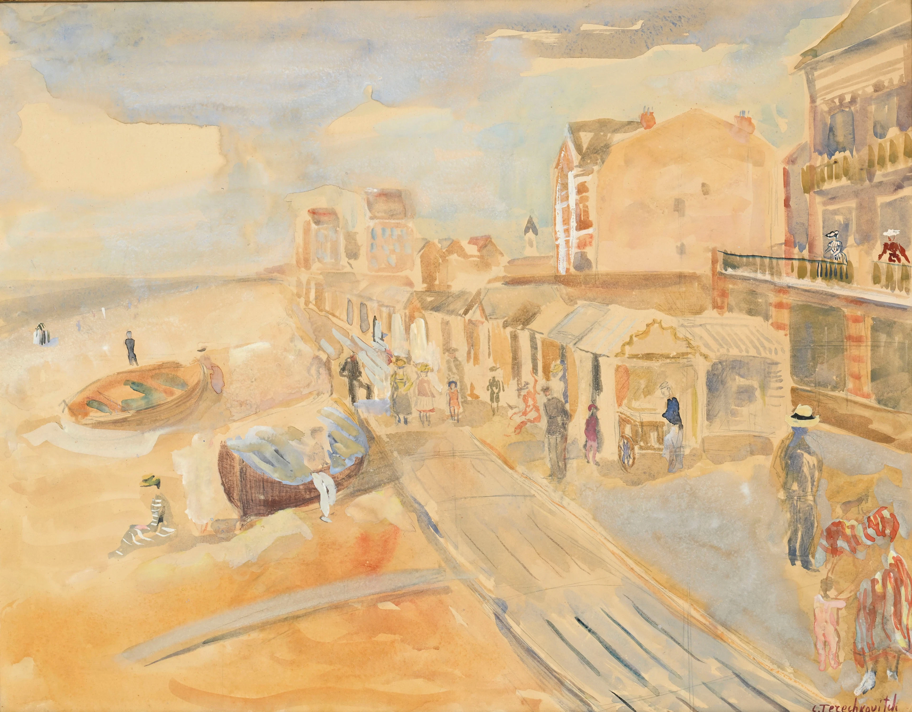 Constantin Andréevitch Terechkovitch (1902-1978), "Plage d'Etretat"
