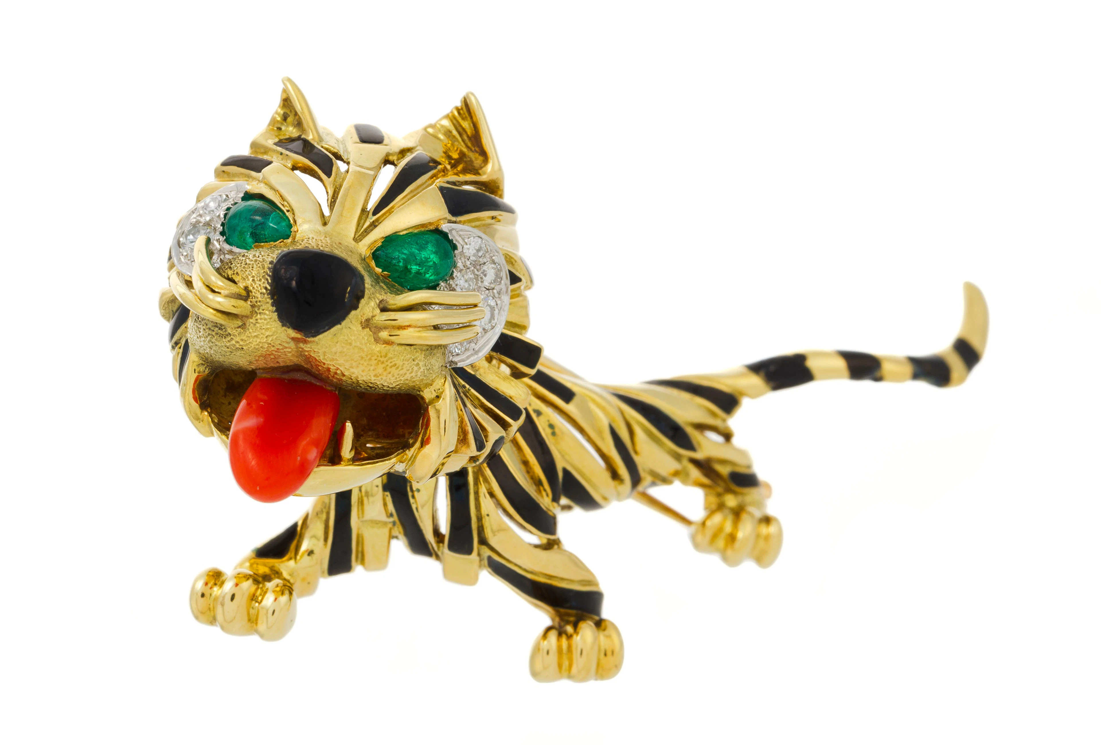 Van Cleef & Arpels, broche années 1960 figurant un tigre en or 750