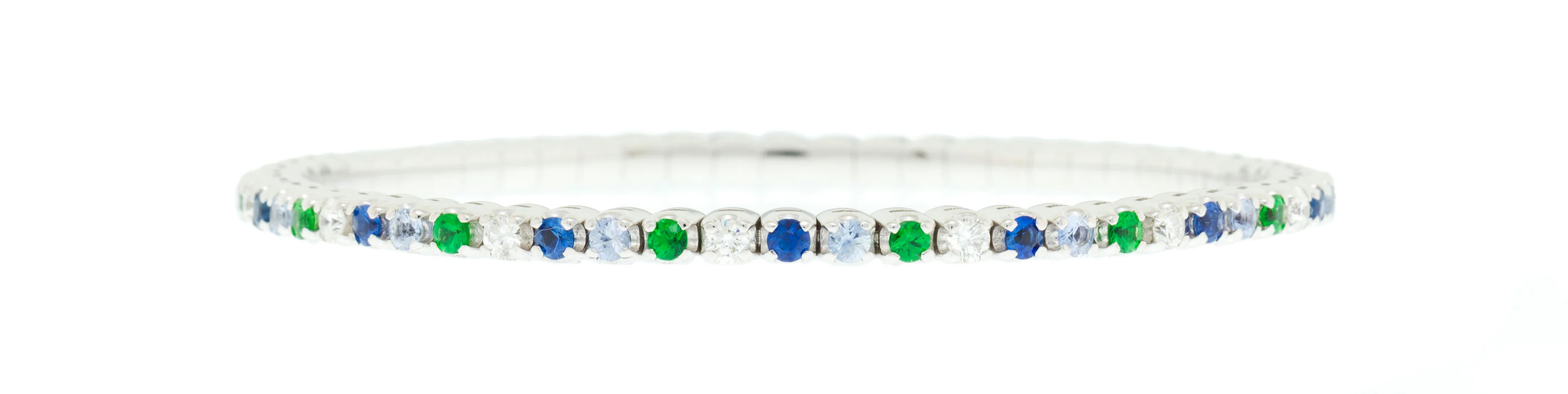 Piero Milano, bracelet extensible or gris 750 serti de saphirs, de