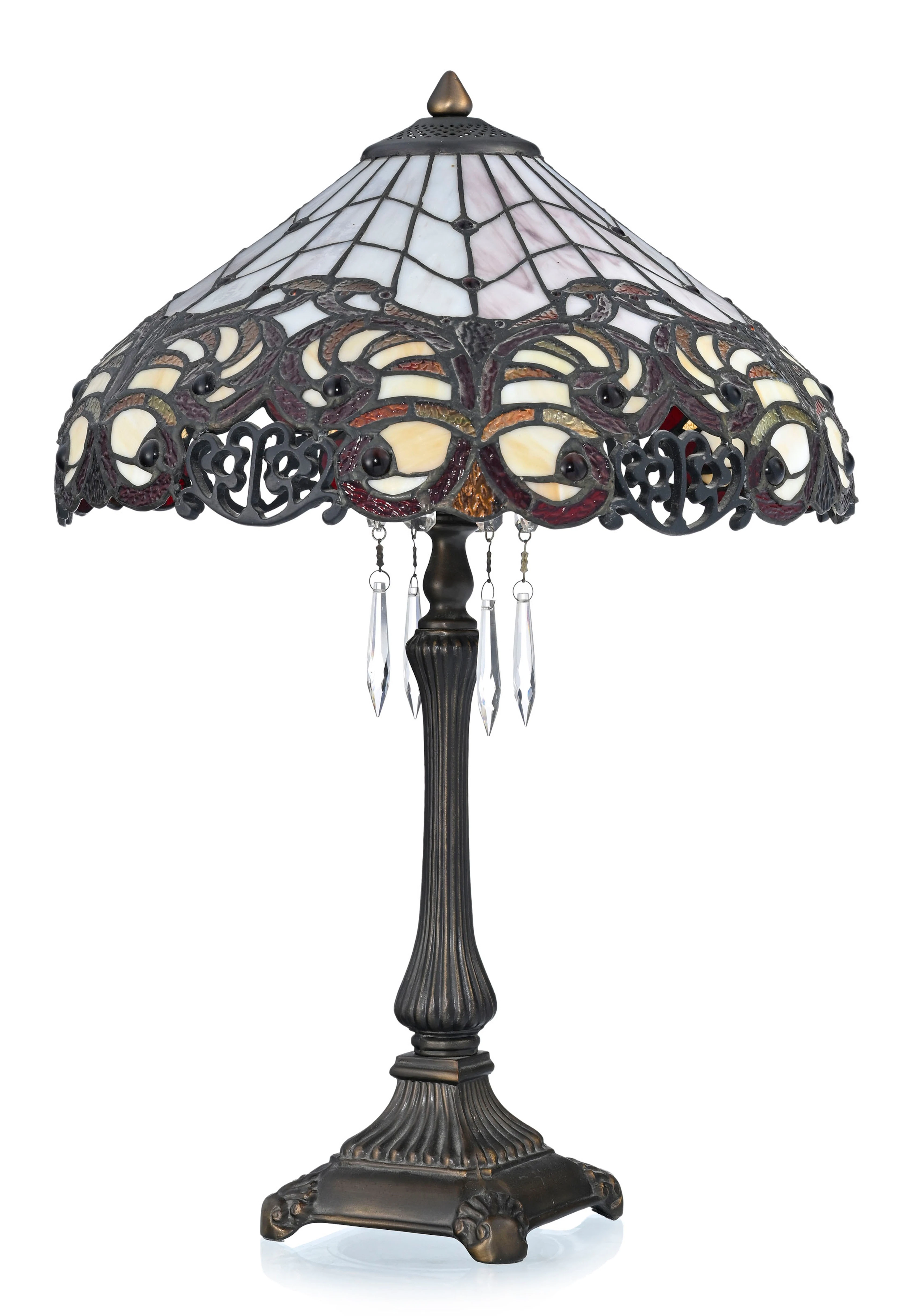 Lampe de table dans le goût de Tiffany, XXe s., piétement en métal