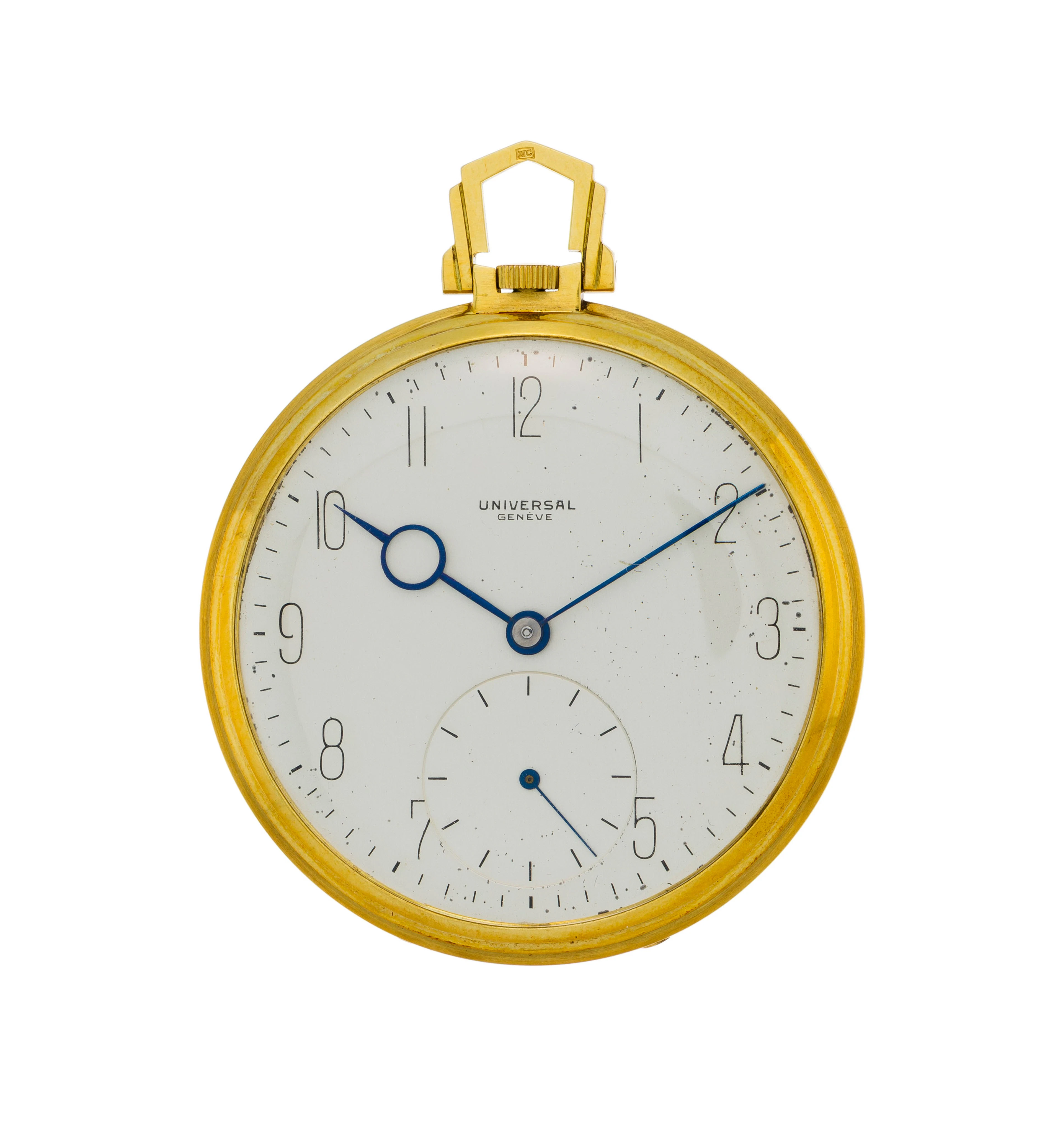 Universal, montre de poche petite seconde en or 750 et métal Mouvement: