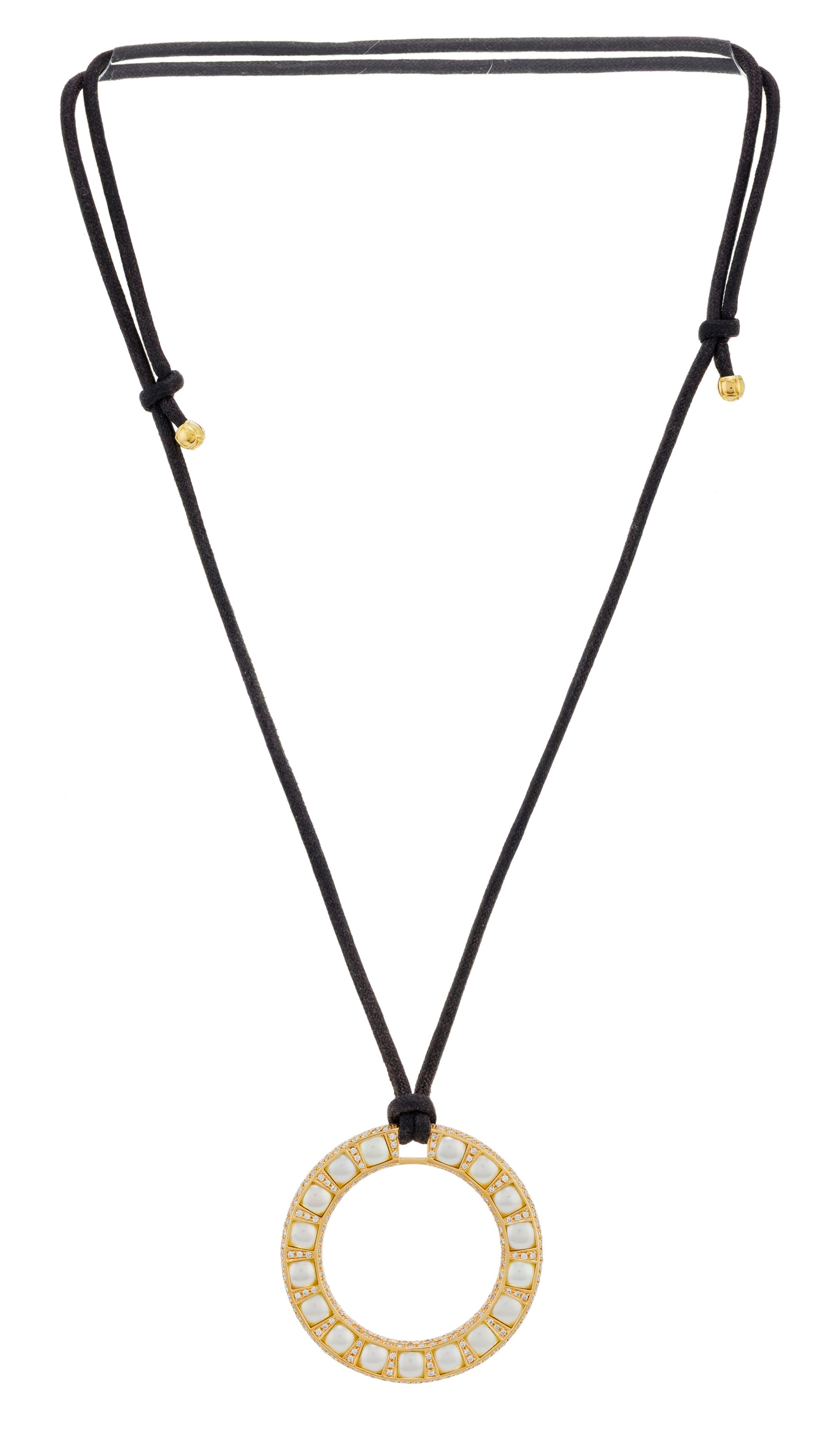 Louis Golay, pendentif anneau en or rose 750 pavé de diamants taille