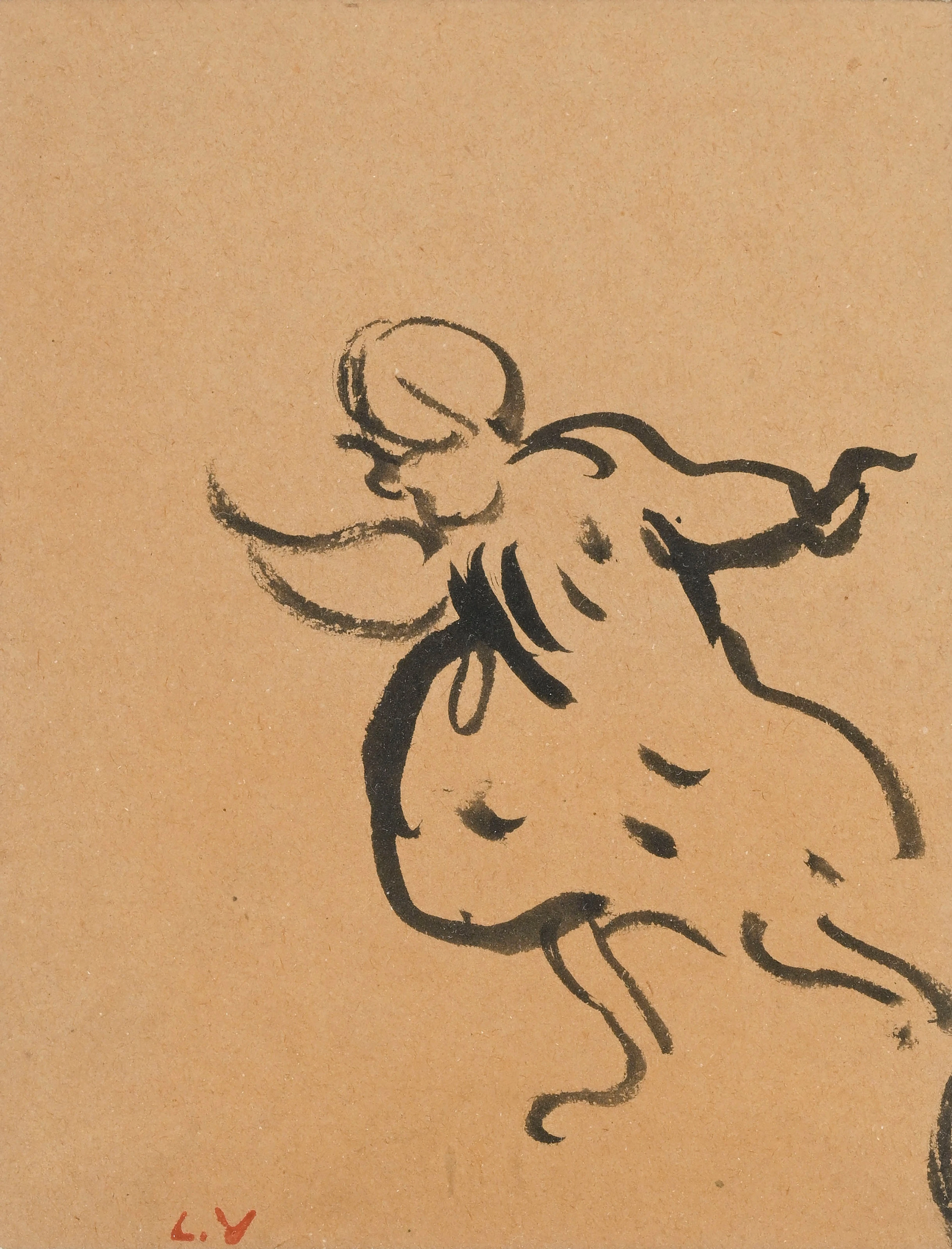 Louis Valtat (1869-1952), "Fillette courant", encre de Chine sur papier