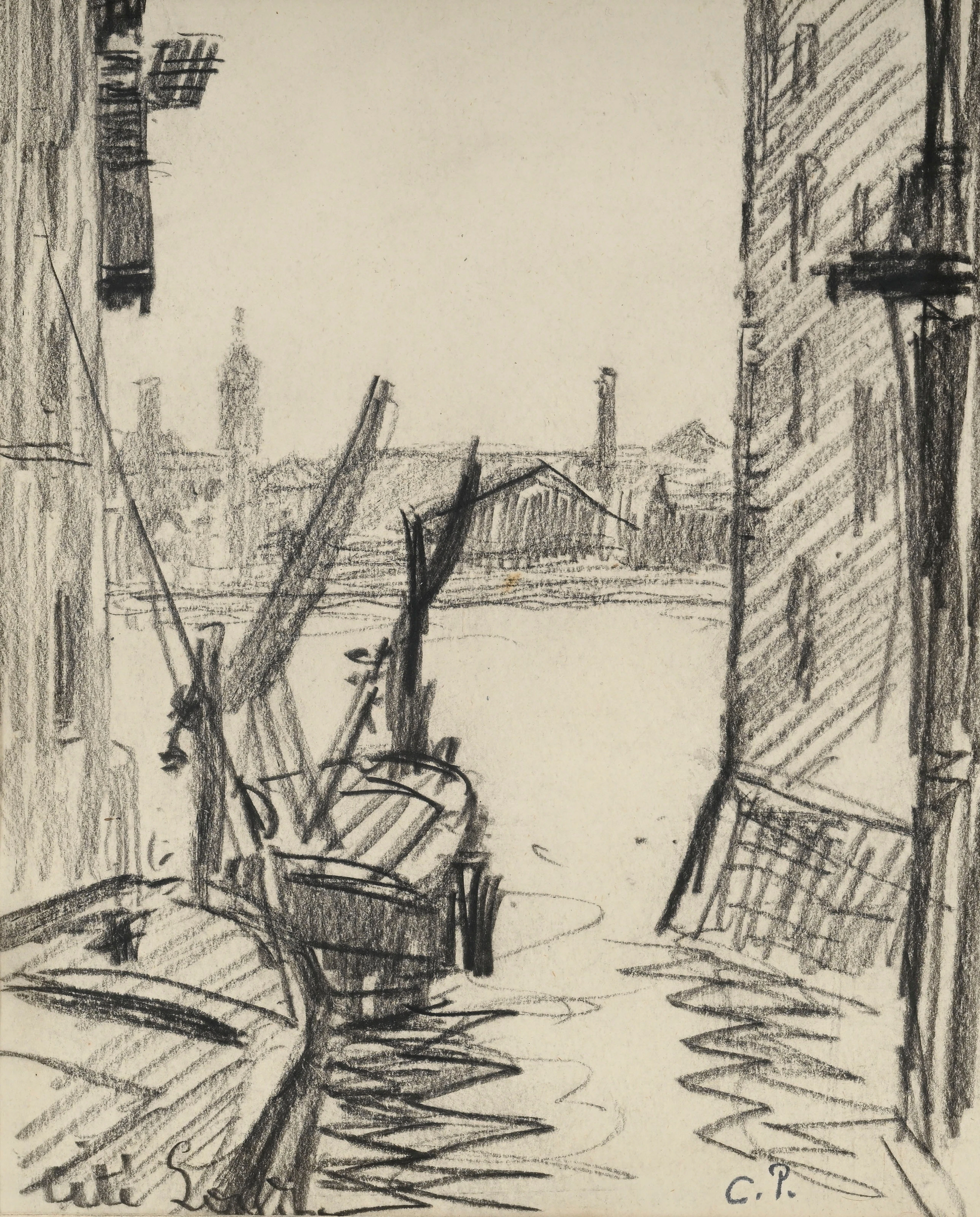 Camille Pissarro (1830-1903), Cité de Londres, vue du port, pierre