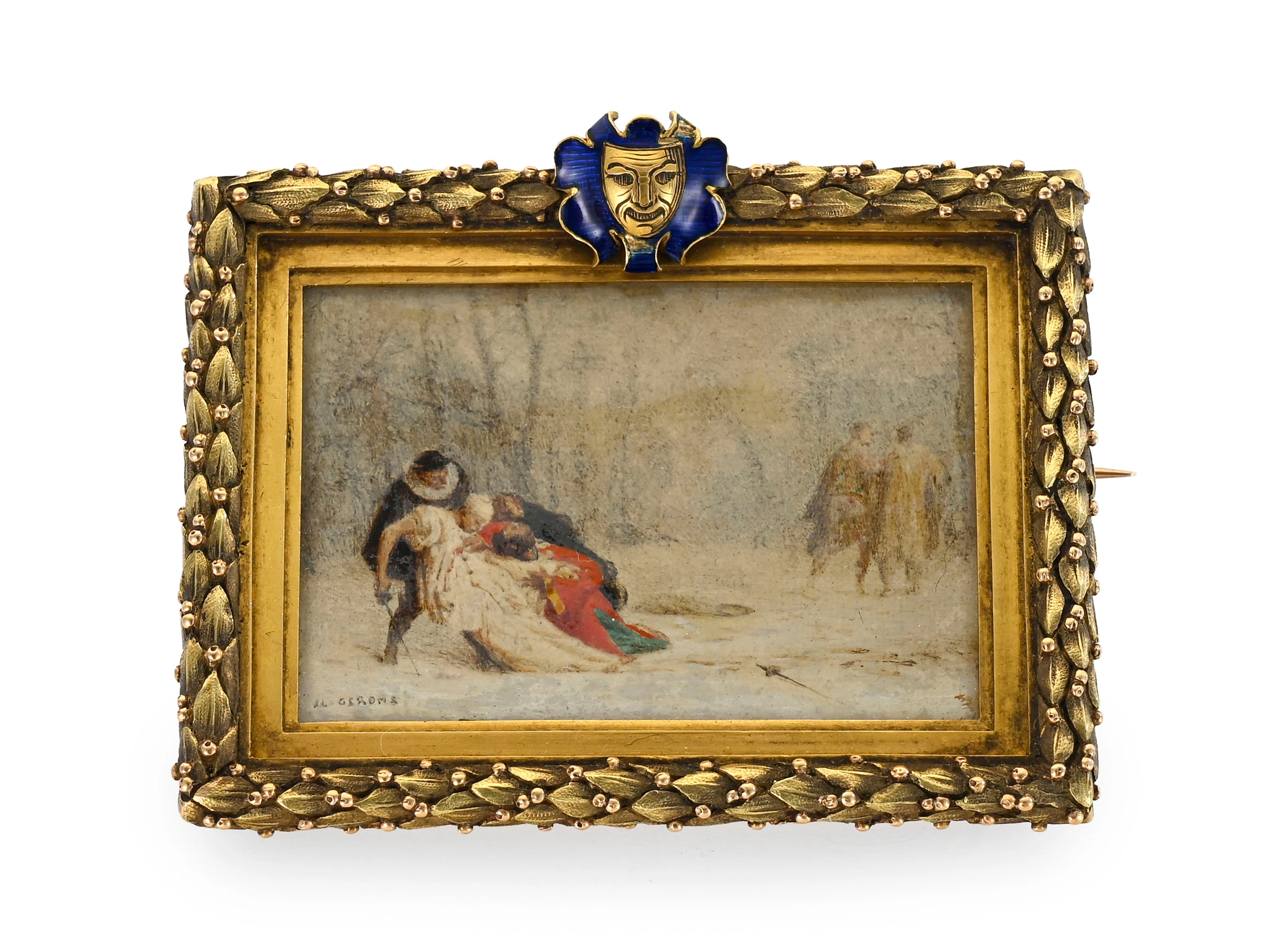 Broche à miniature en or et nacre, début XIXe s., peint sur nacre